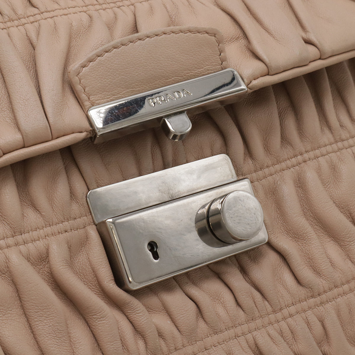 Prada Beige Nappa Leather Shoulder Bag (Pre-Owned)