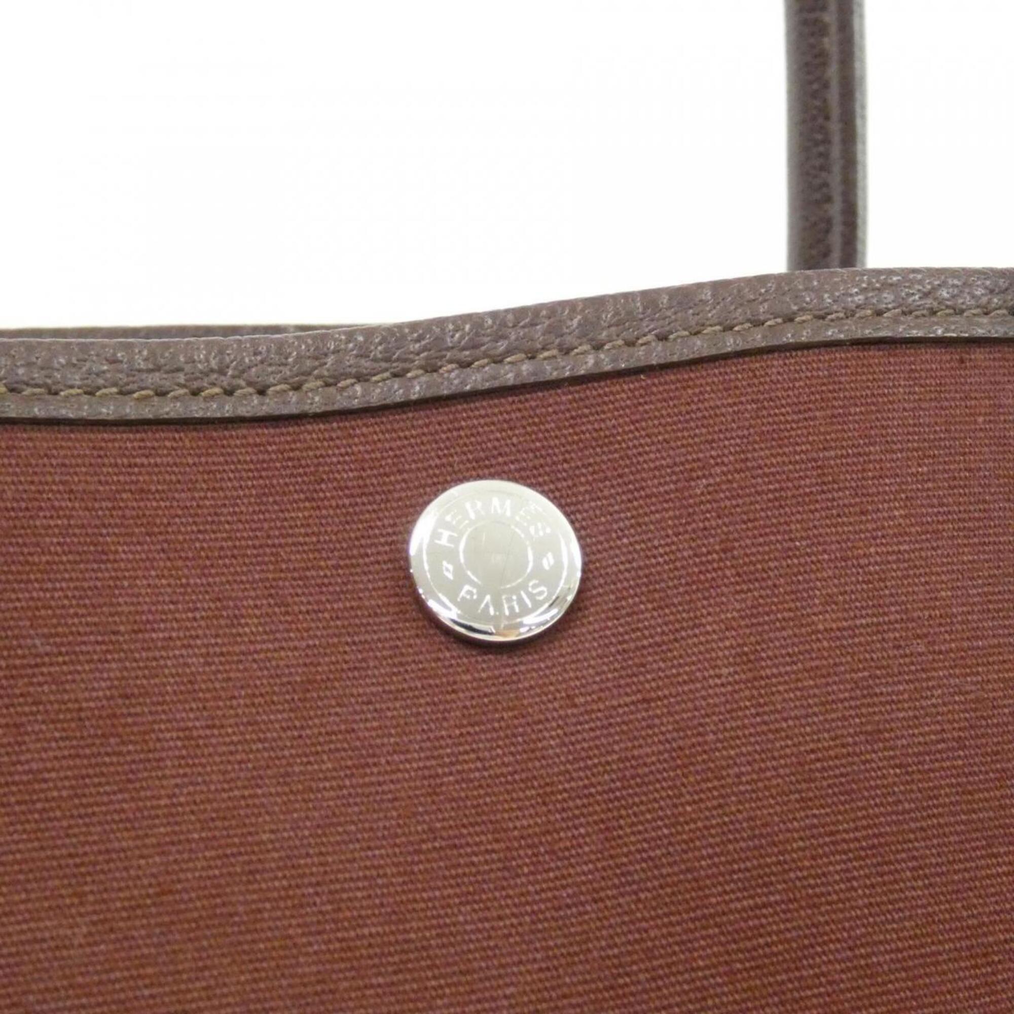 Hermes Brown Havane Toile Officier Buffle Skipper Leather Handbag (Pre-Owned)