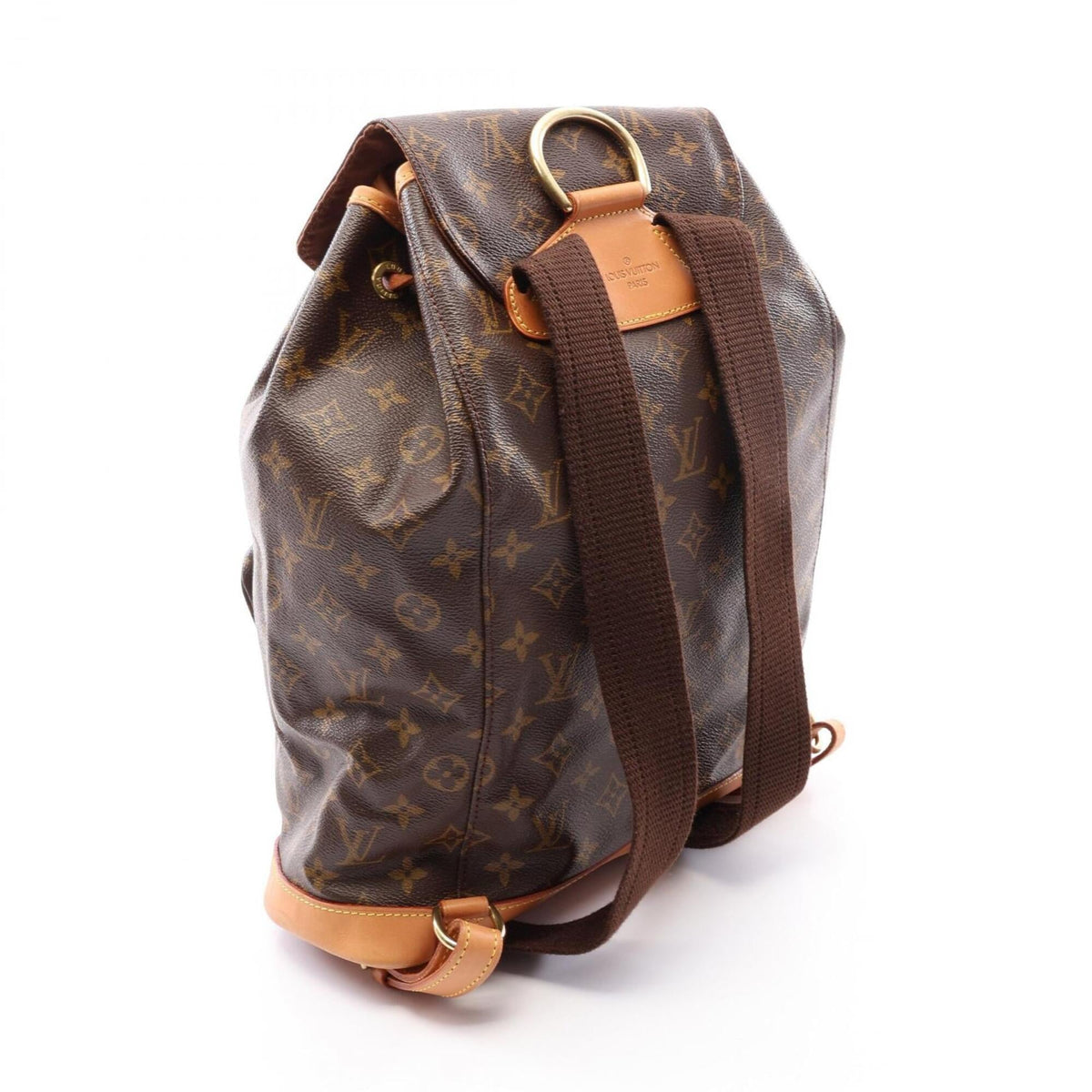 Louis Vuitton Brown Coated Canvas Leather Backpack Handbag (Pre-Owned)