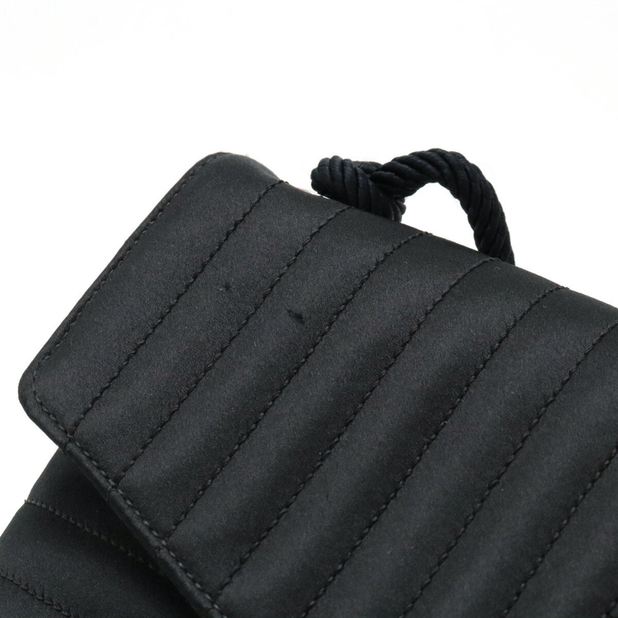 Chanel Black Satin Pochette Shoulder Bag (Pre-Owned)