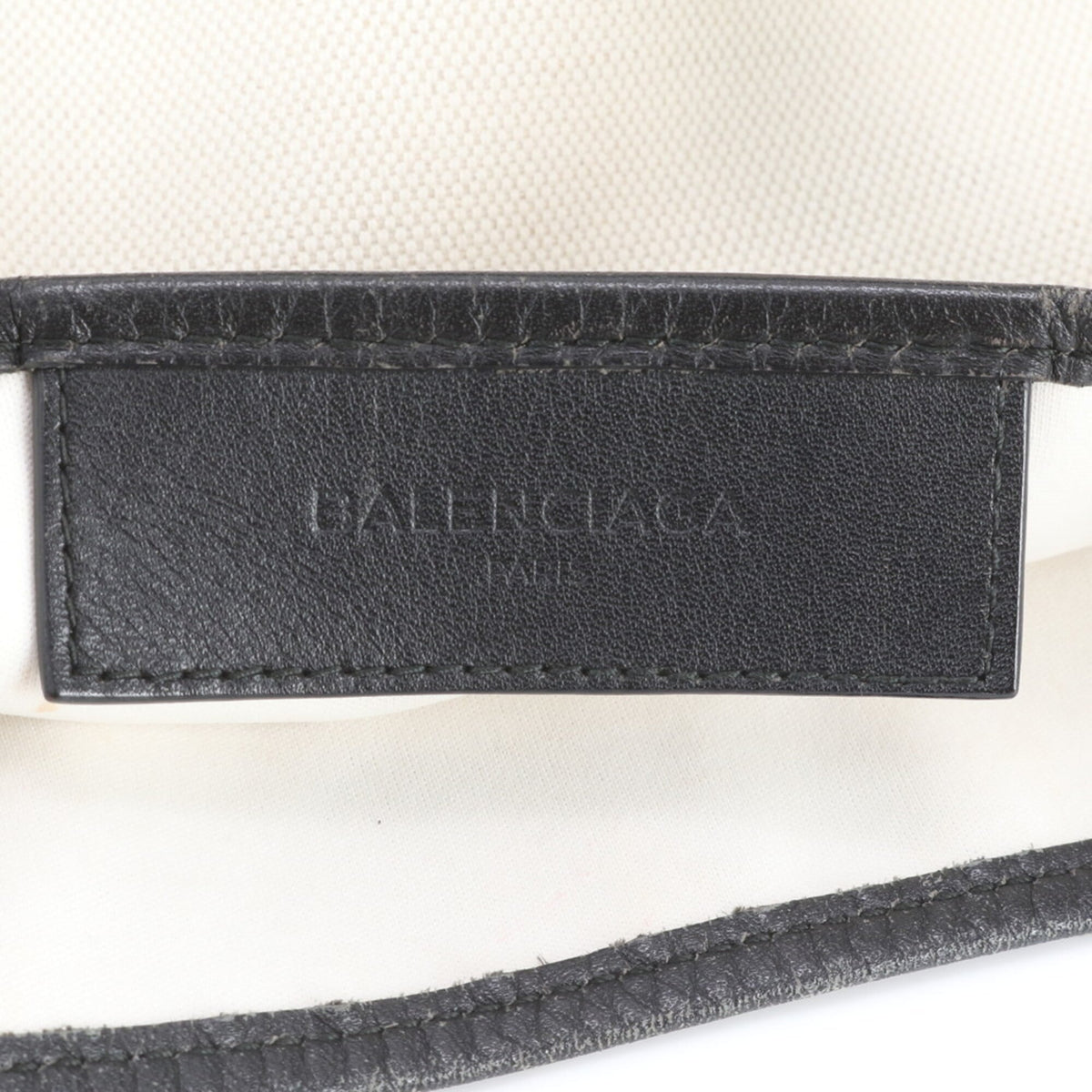 Balenciaga Black White Leather Canvas Handbag Shoulder Bag Tote Bag (Pre-Owned)