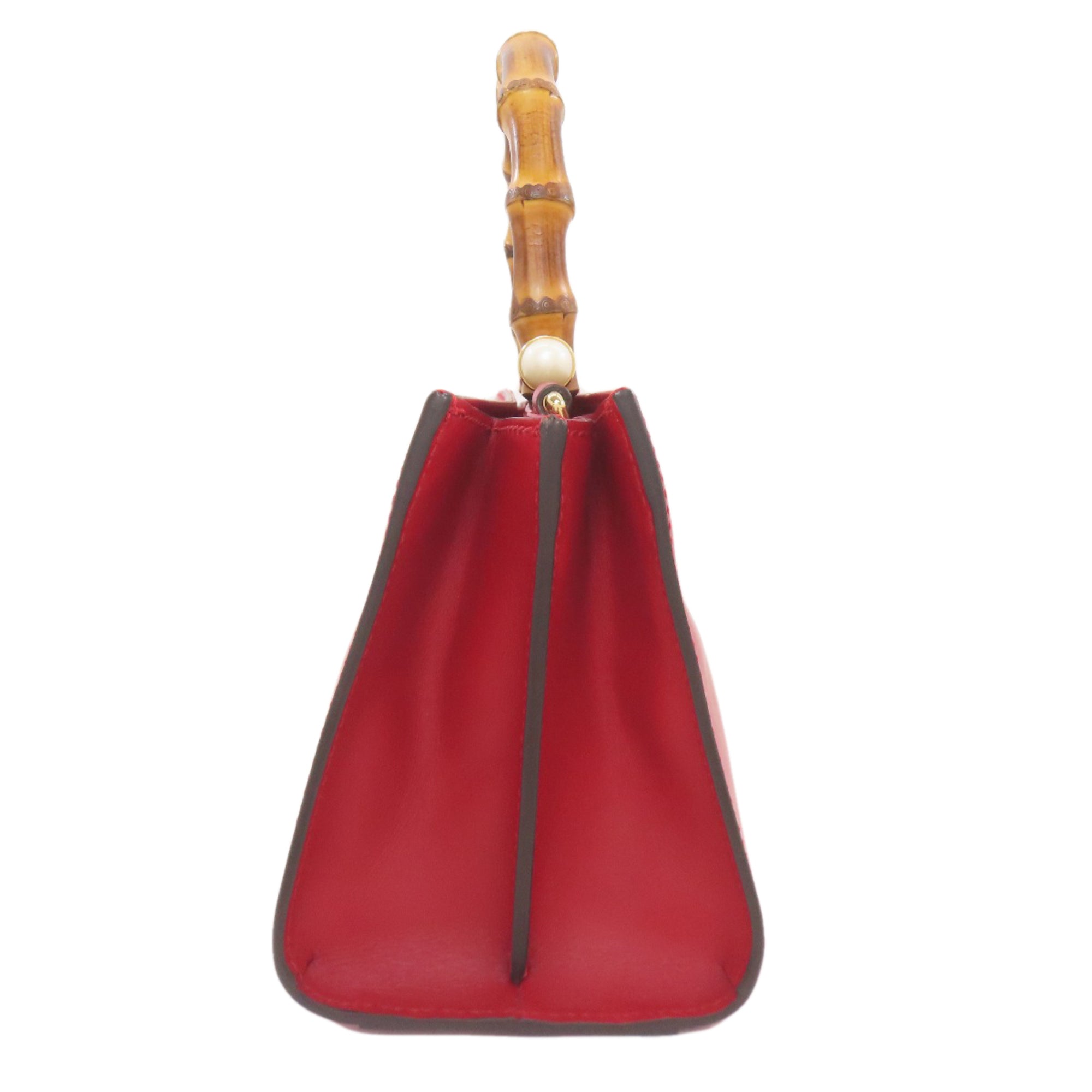 Gucci Red Color Leather Handbag (Pre-Owned)