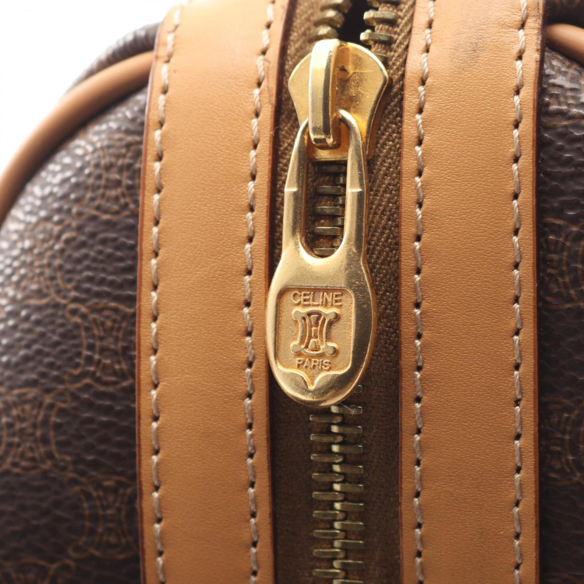 Celine Beige Brown Coated Canvas Handbag (Pre-Owned)