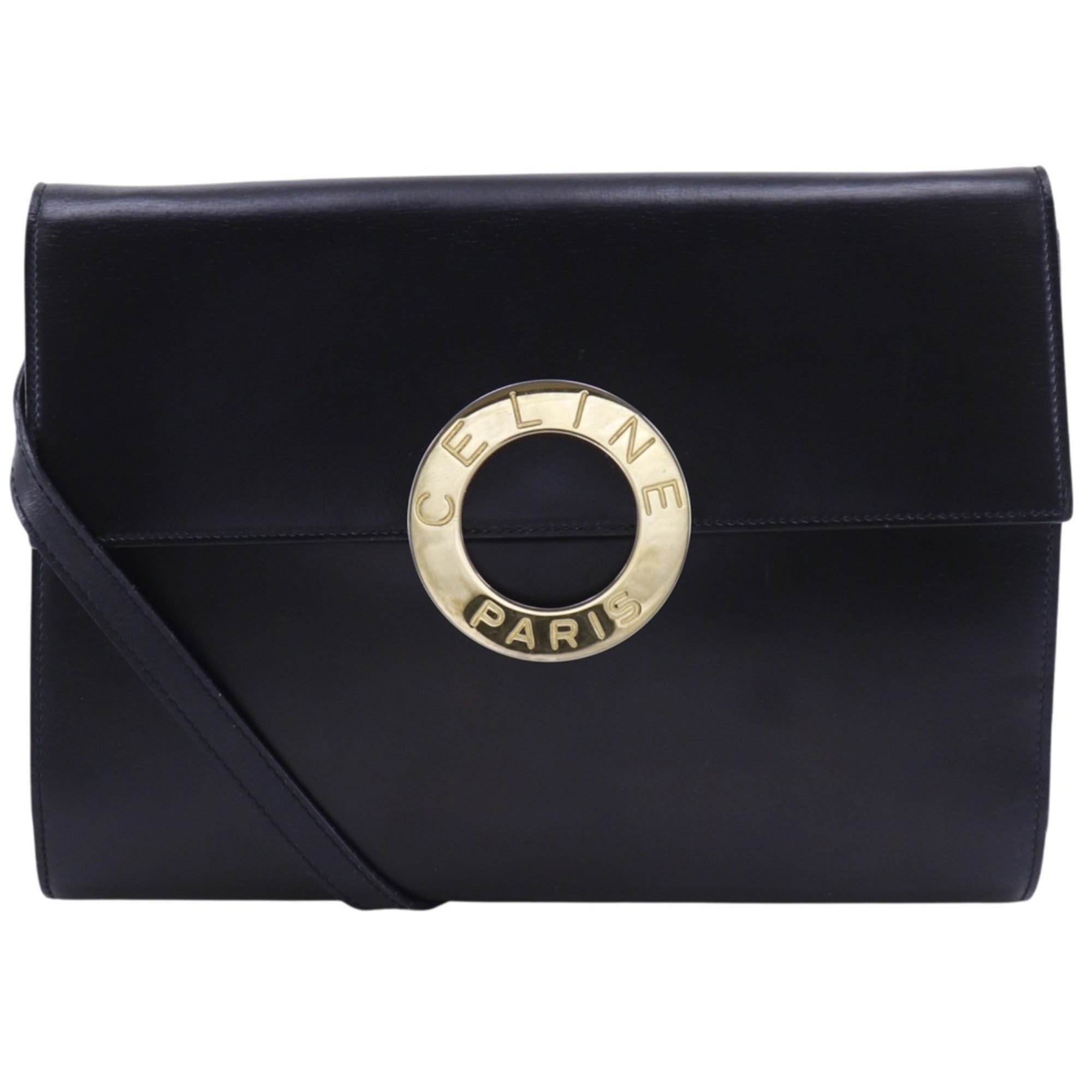 Celine Black Leather Clutch Bag Shoulder Bag (Pre-Owned)