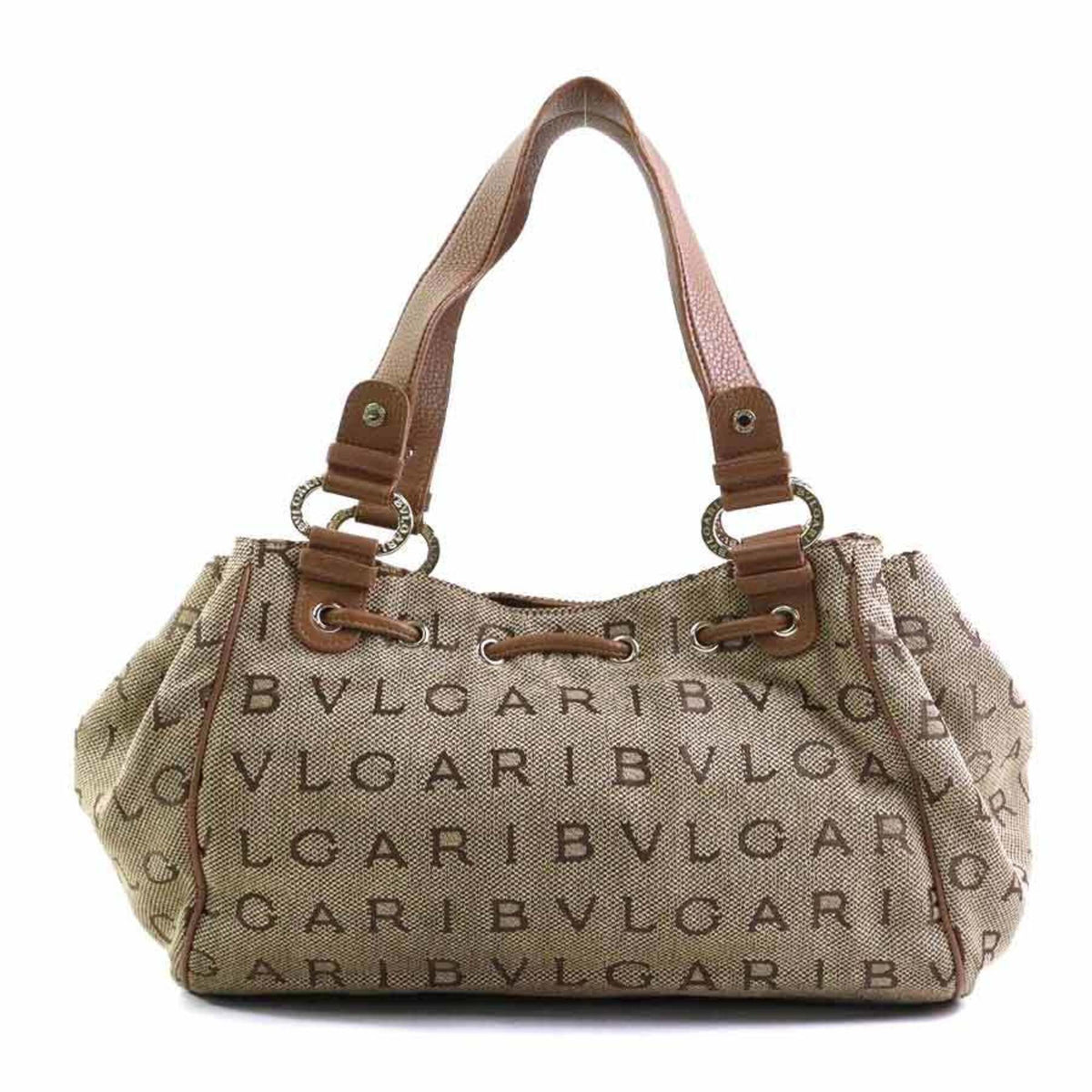 Bvlgari Brown Canvas Leather Handbag (Pre-Owned)