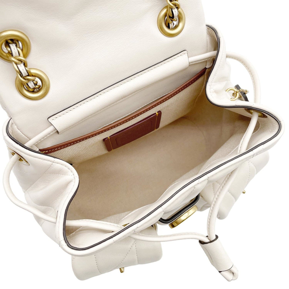 Coach Gold White Leather Backpack (Pre-Owned)
