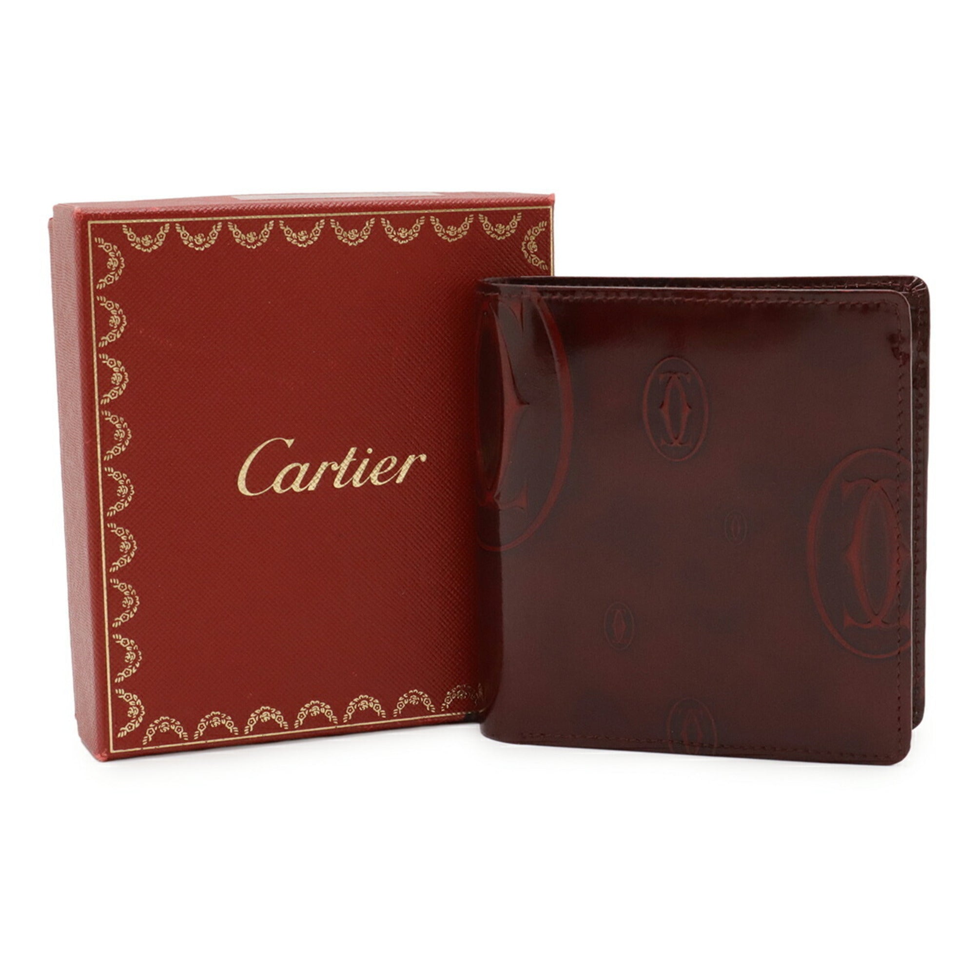 Cartier Happy Birthday Bordeaux Patent Leather Wallet (Bi-Fold) (Pre-Owned)