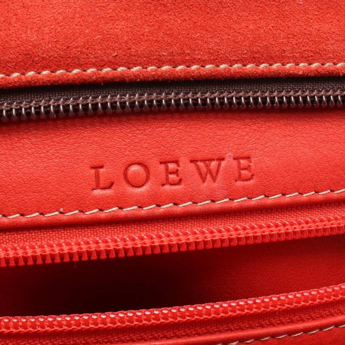 Loewe Brown Red Color Suede Leather Handbag (Pre-Owned)