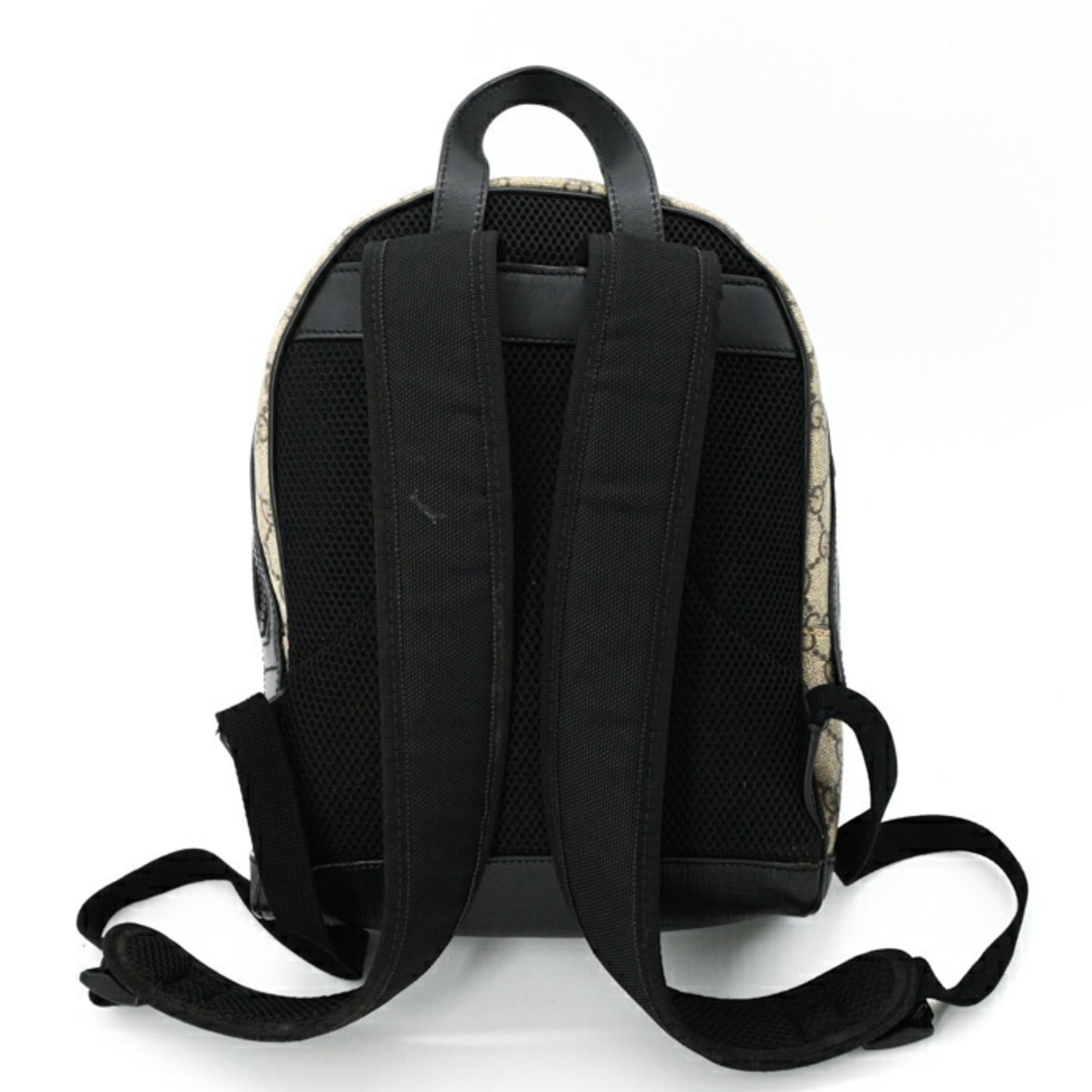 Gucci Beige Black Gg Supreme Leather Backpack (Pre-Owned)