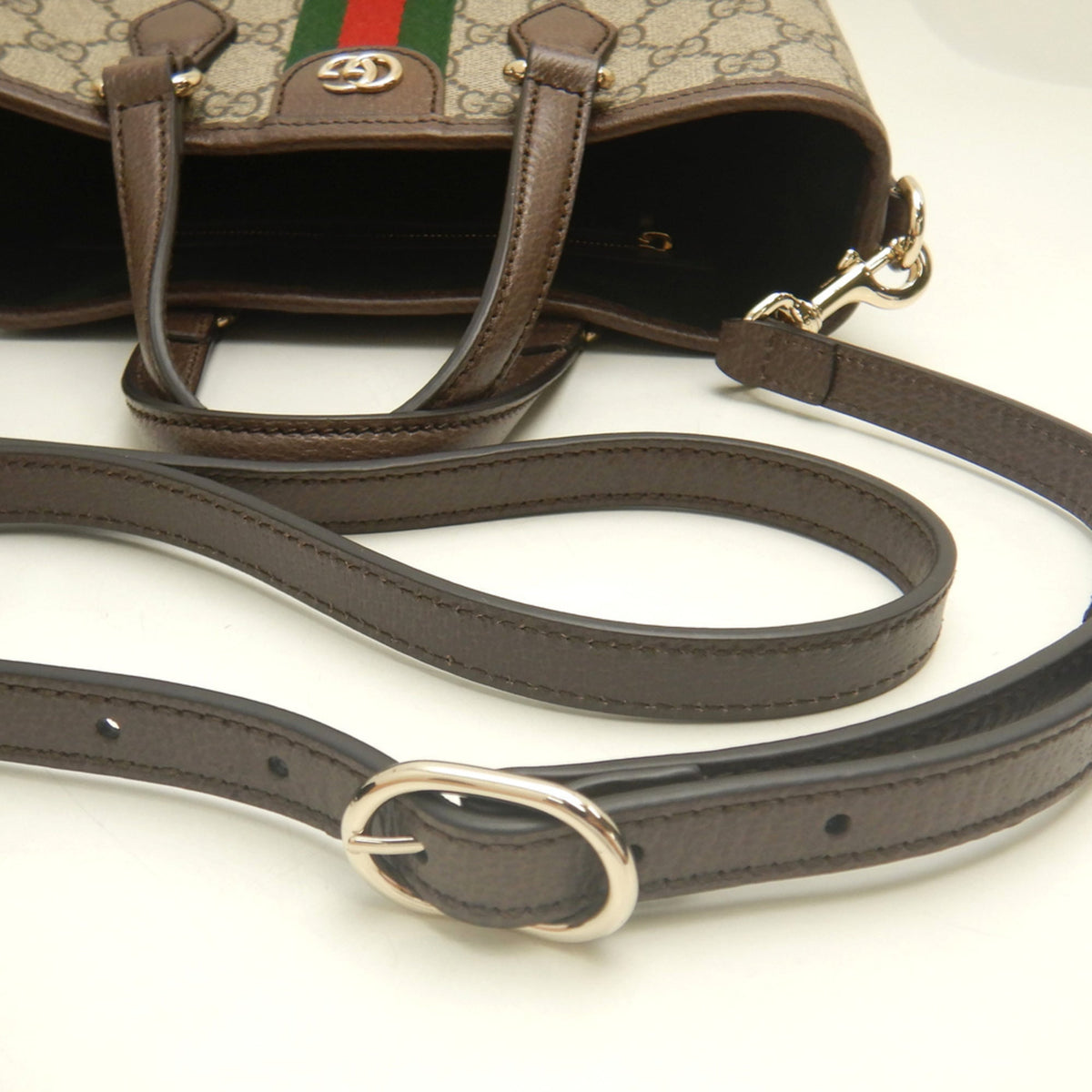 Gucci Beige Gg Supreme Canvas Leather Tote Bag (Pre-Owned)