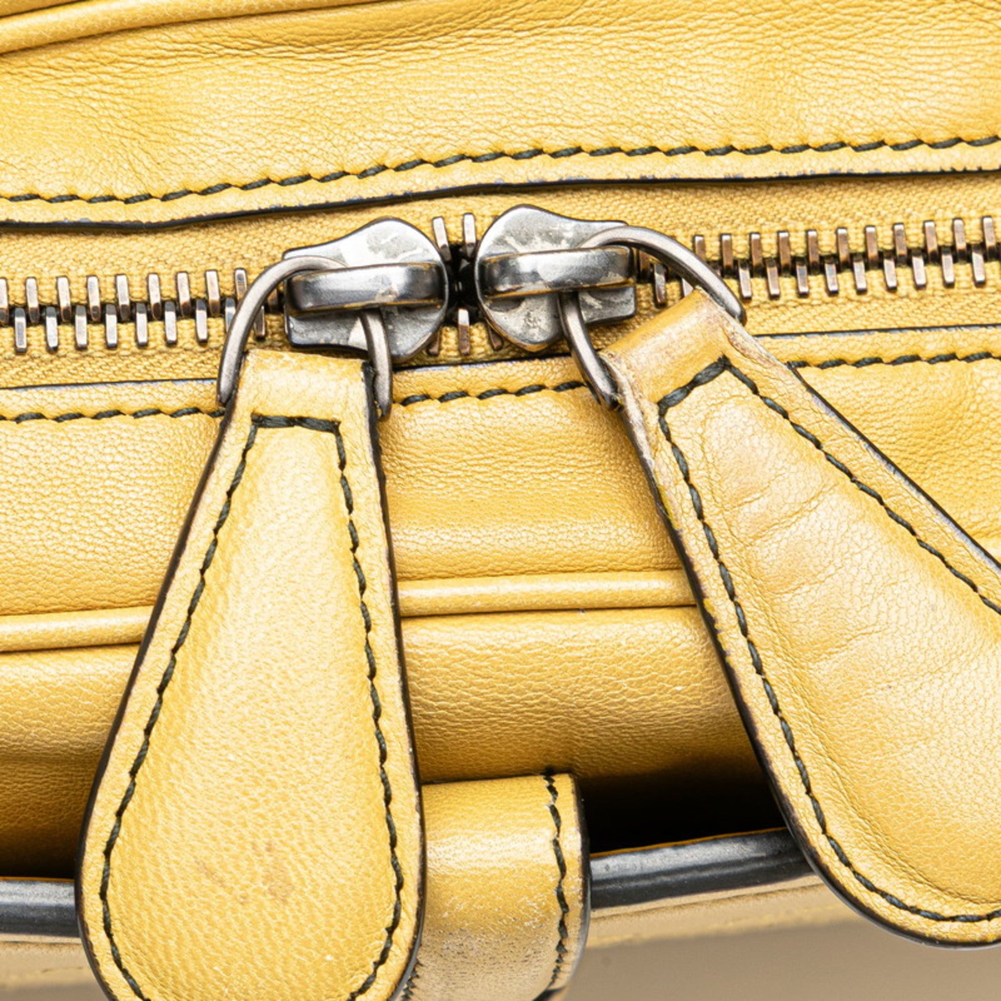 Bottega Veneta Intrecciato Yellow Leather Shoulder Bag (Pre-Owned)