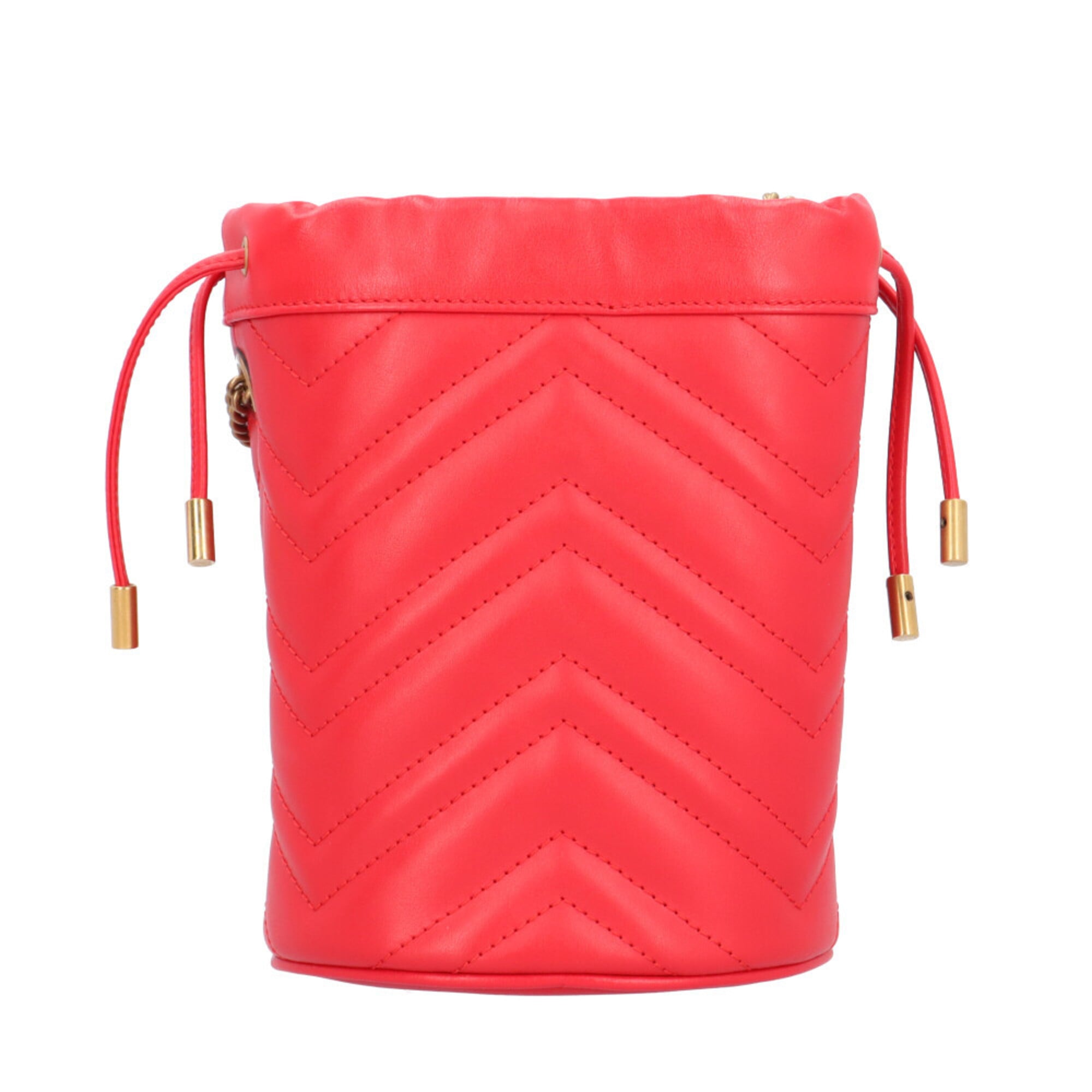 Gucci Gg Marmont Red Color Leather Shoulder Bag (Pre-Owned)