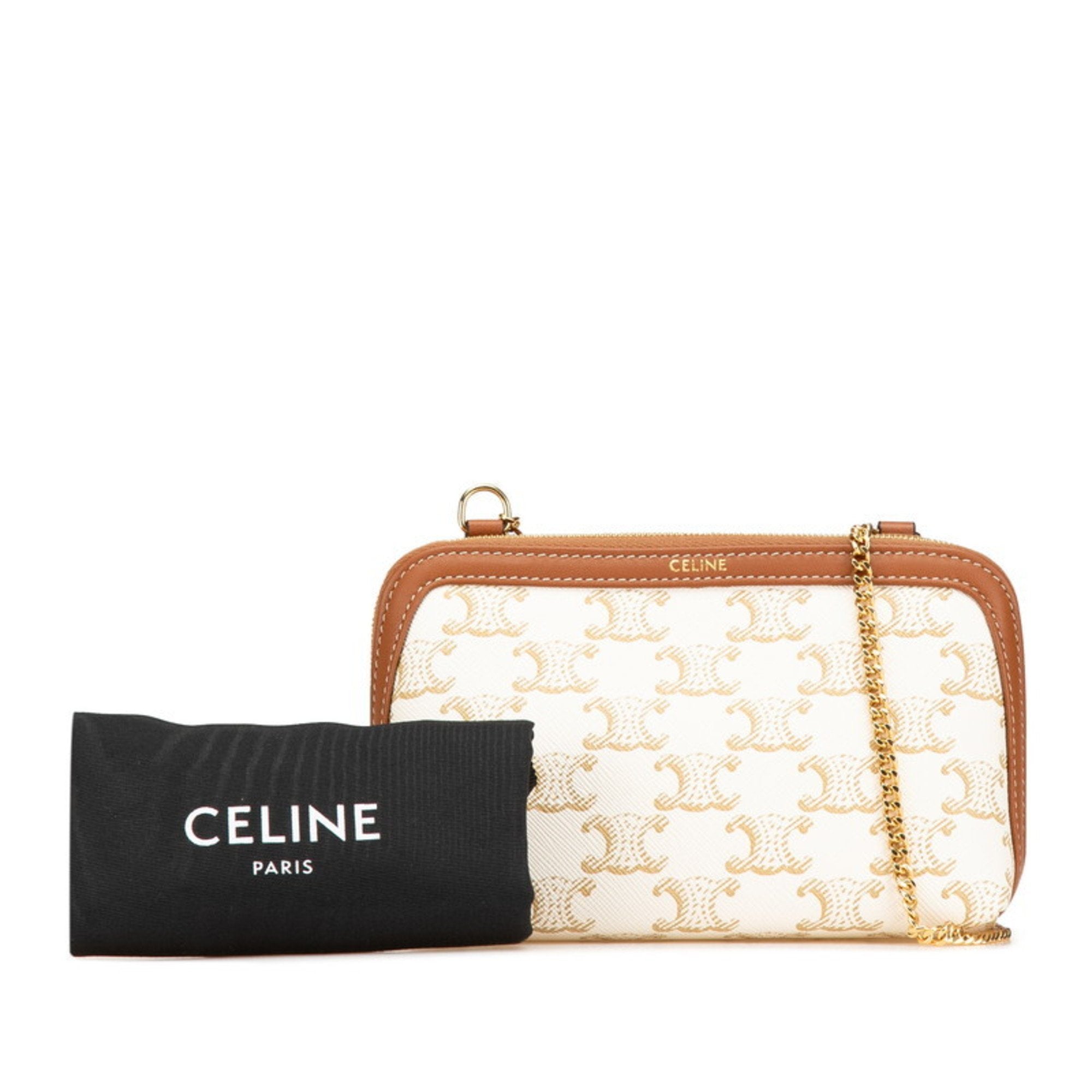 Celine Brown White Pvc Leather Shoulder Bag (Pre-Owned)