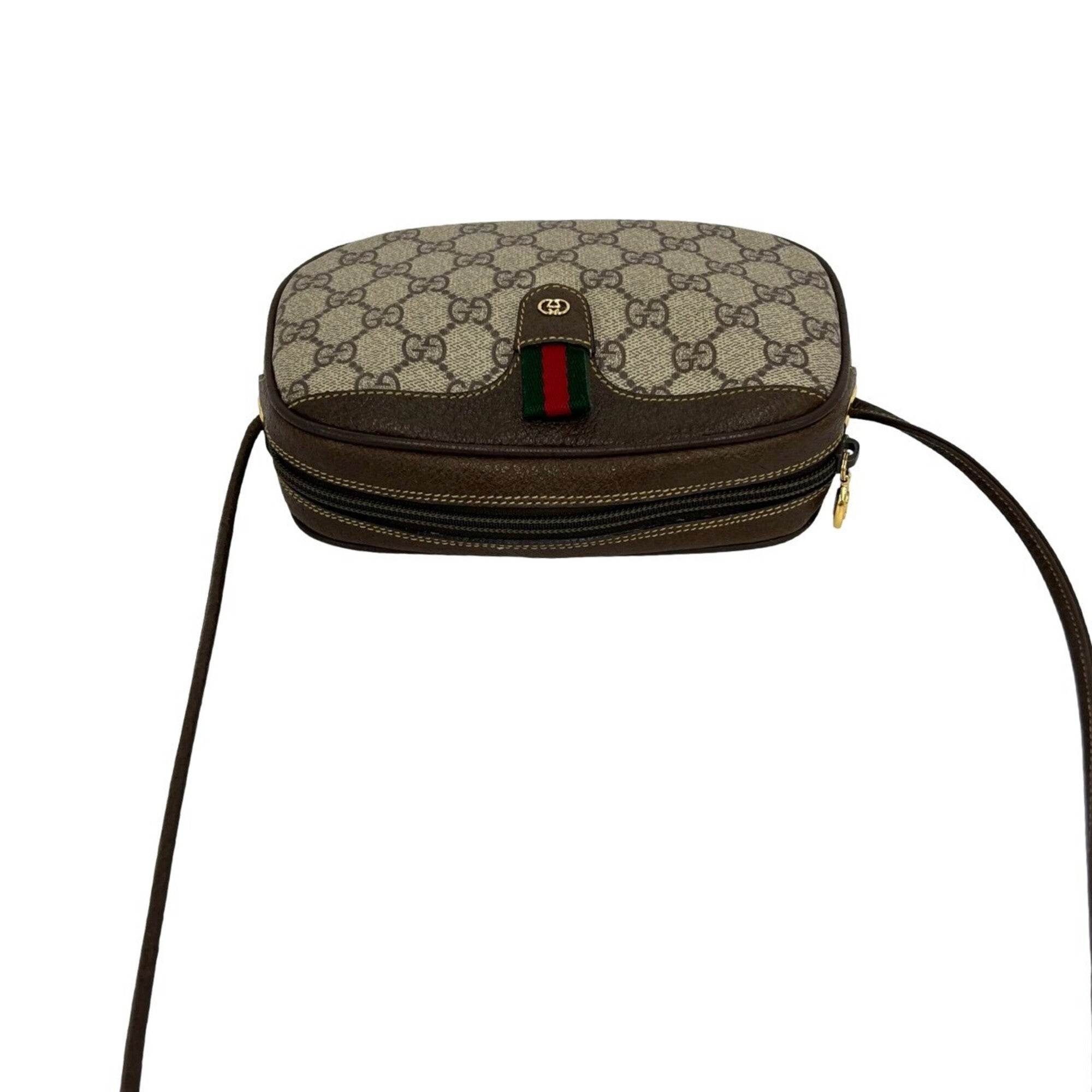 Gucci Brown Green Red Color Pvc Leather Shoulder Bag (Pre-Owned)