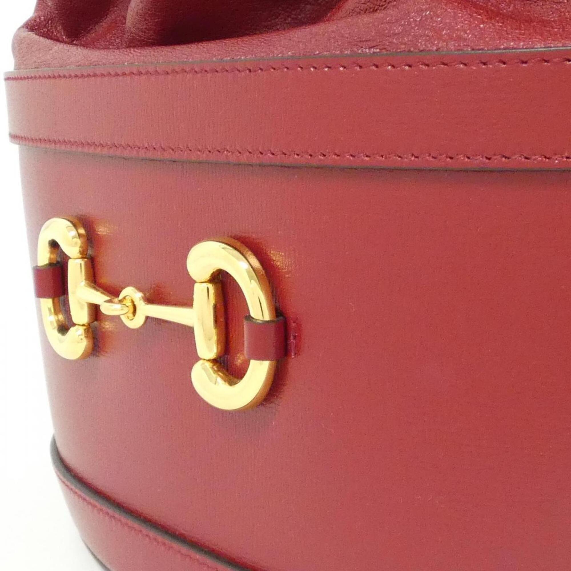 Gucci Red Color Leather Shoulder Bag (Pre-Owned)