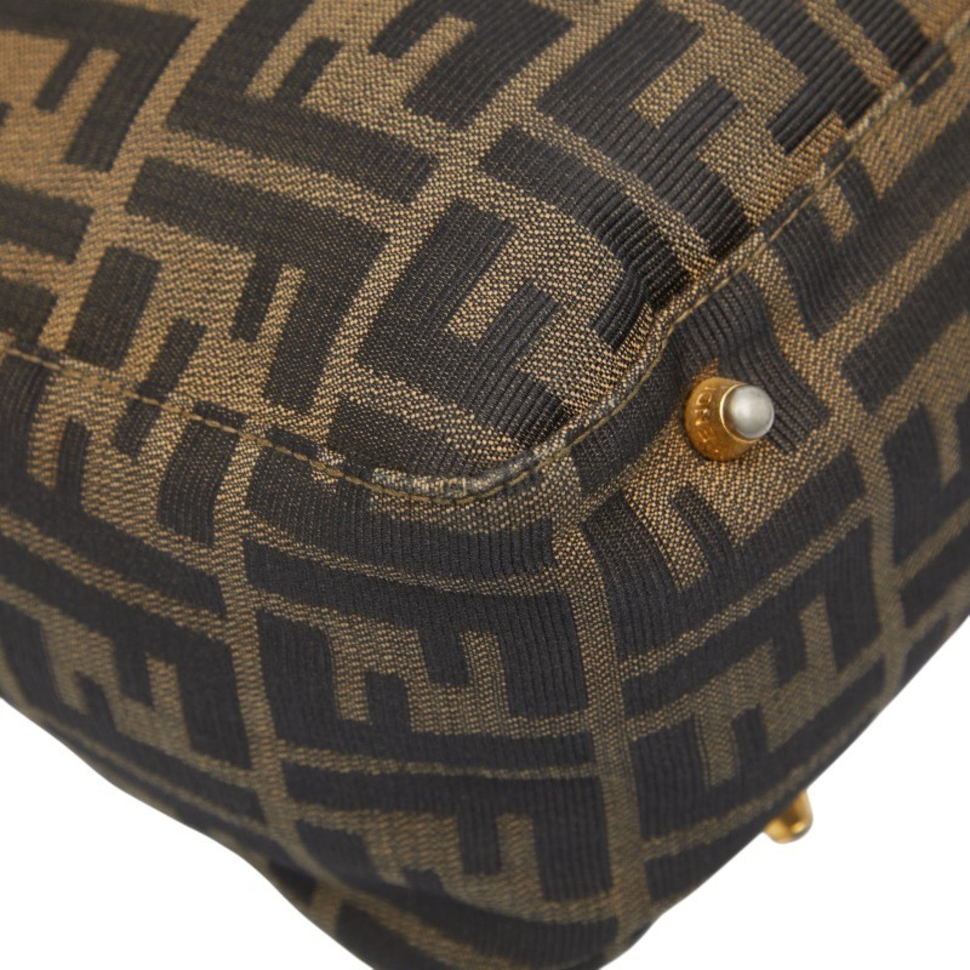 Fendi Black Brown Canvas Leather Handbag (Pre-Owned)