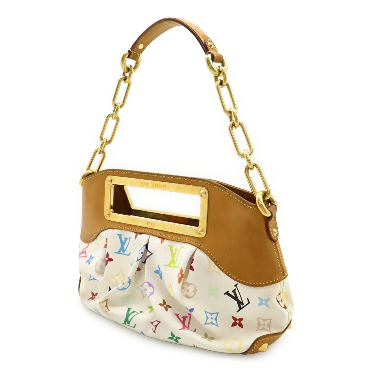 Louis Vuitton White Canvas Handbag Shoulder Bag (Pre-Owned)
