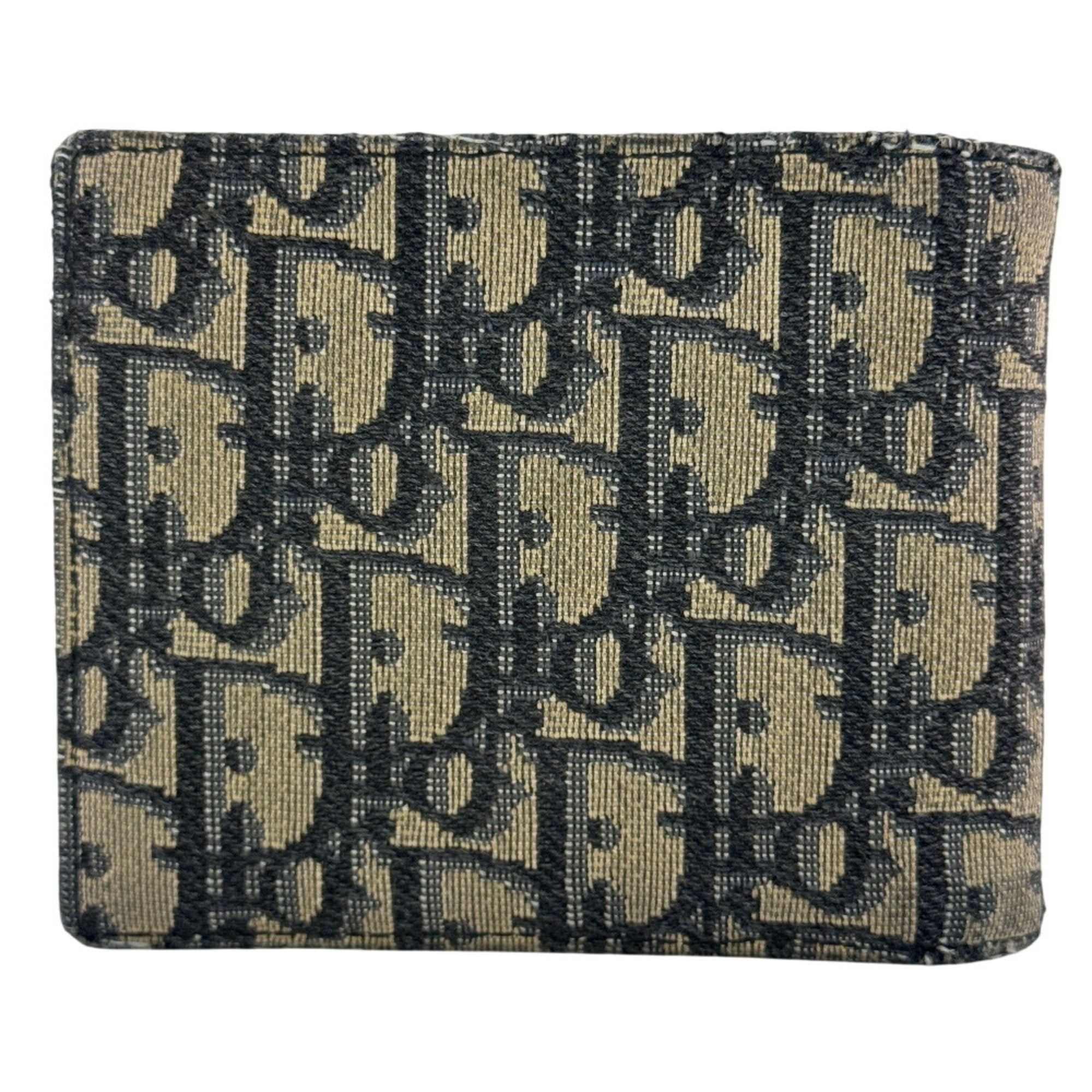Christian Dior Beige Black Leather Wallet (Bi-Fold) (Pre-Owned)
