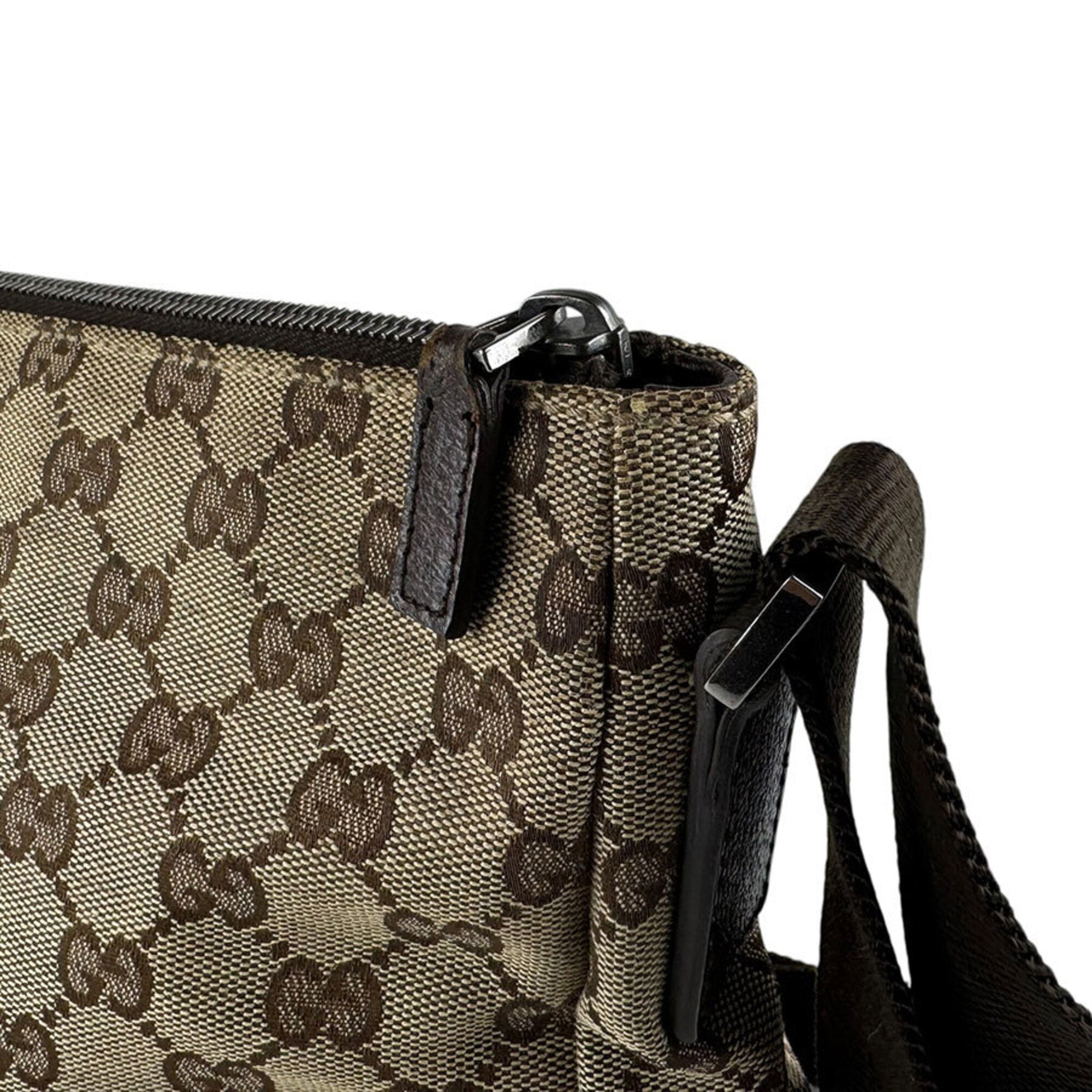 Gucci Brown Gg Canvas Leather Shoulder Bag (Pre-Owned)