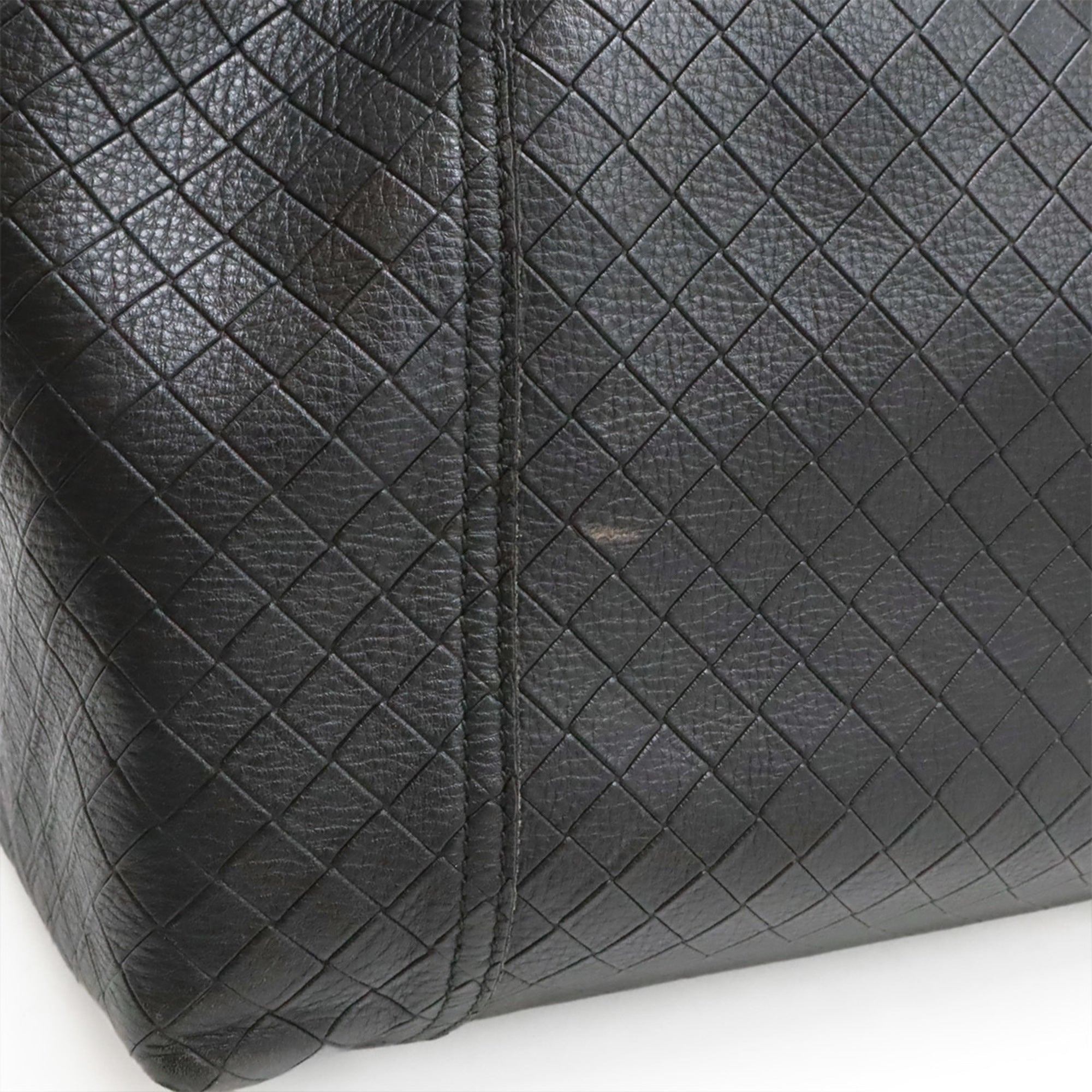 Bottega Veneta Intrecciomirage Black Leather Shoulder Bag Tote Bag (Pre-Owned)