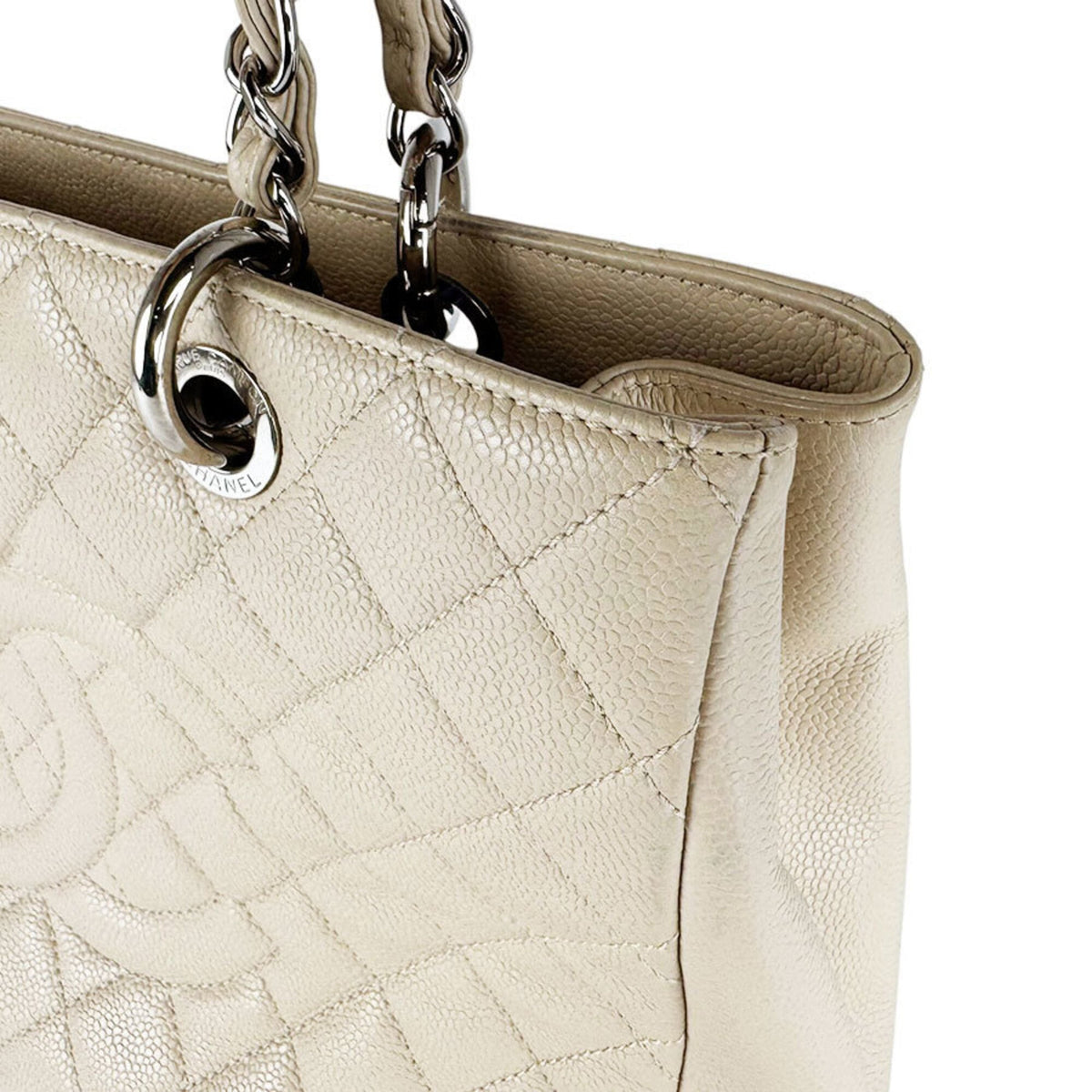 Chanel Grayish Grained Calfskin Shoulder Bag Tote Bag (Pre-Owned)