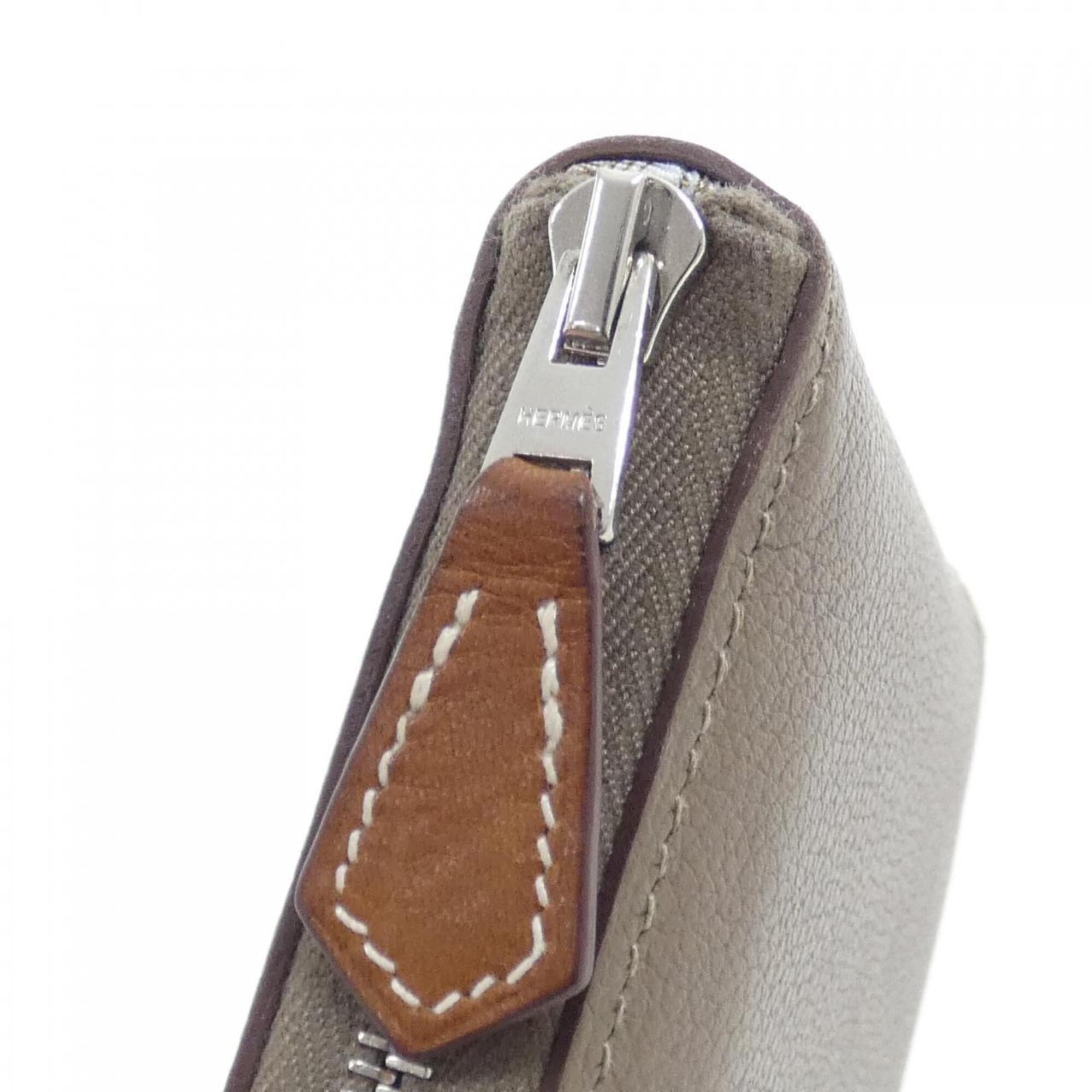 Hermes Silk'in Blue Taupe Coin Purse/Coin Case (Pre-Owned)