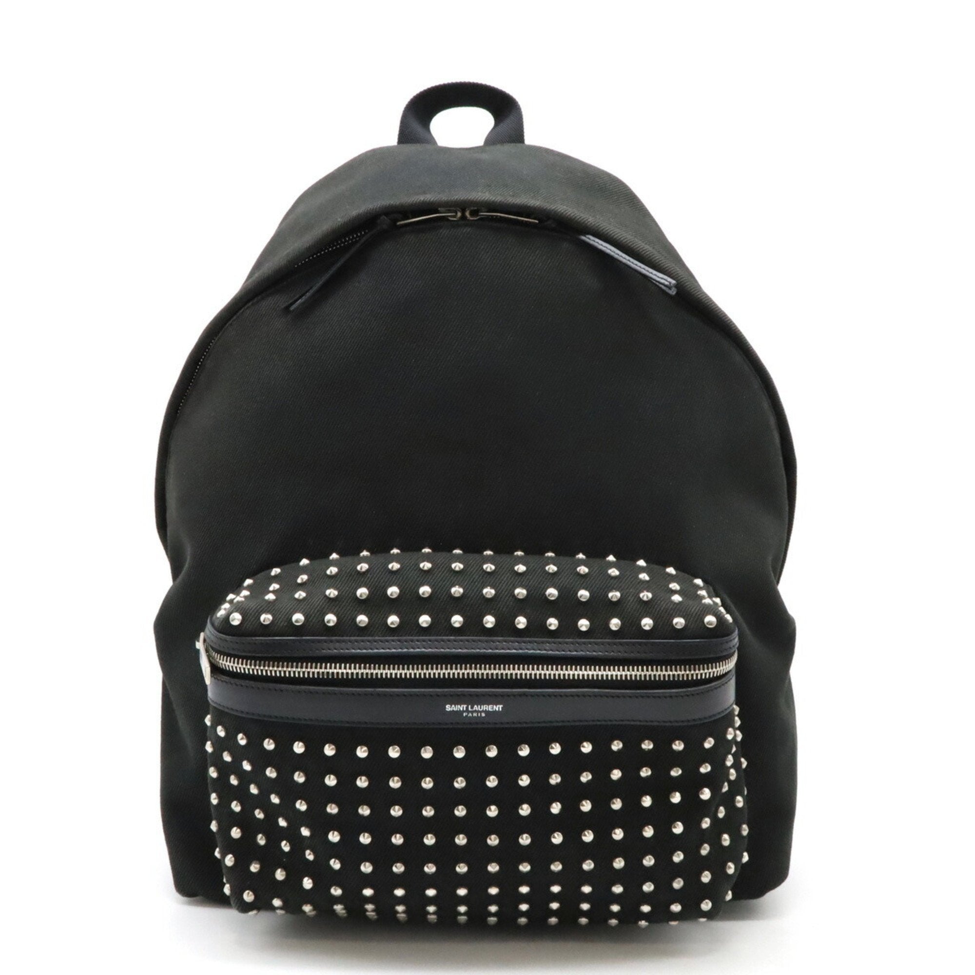 Yves Saint Laurent Black Canvas Leather Backpack (Pre-Owned)
