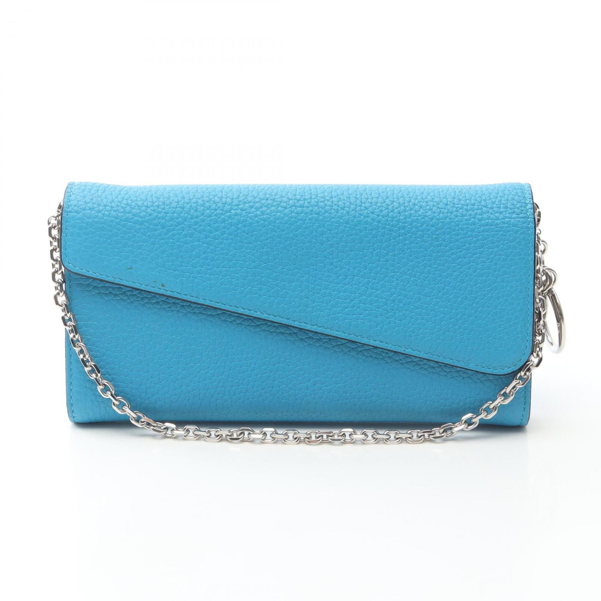 Christian Dior Diorissimo Blue Leather Chain/Shoulder Wallet (Pre-Owned)