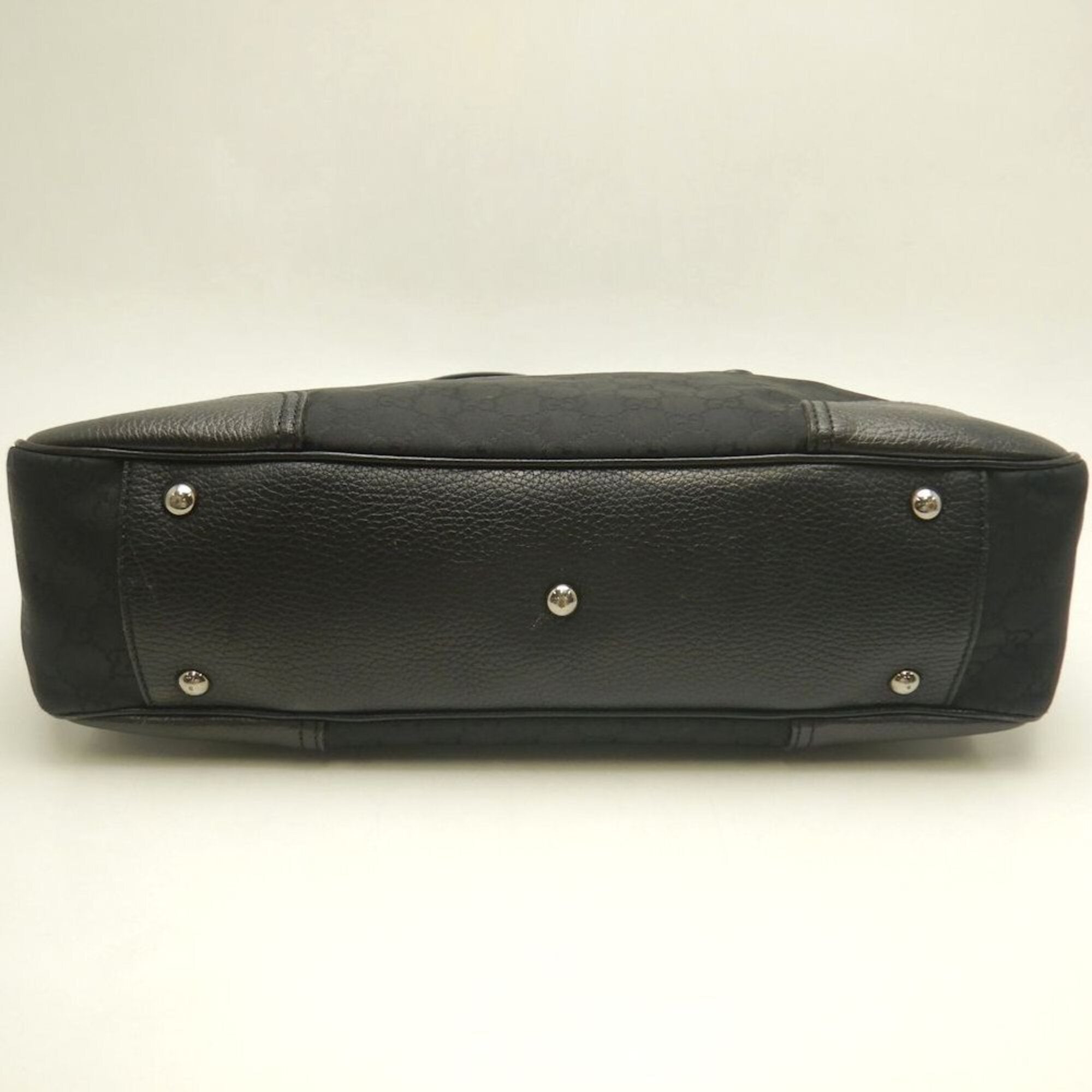 Gucci Black Nylon Canvas Leather Tote Bag (Pre-Owned)