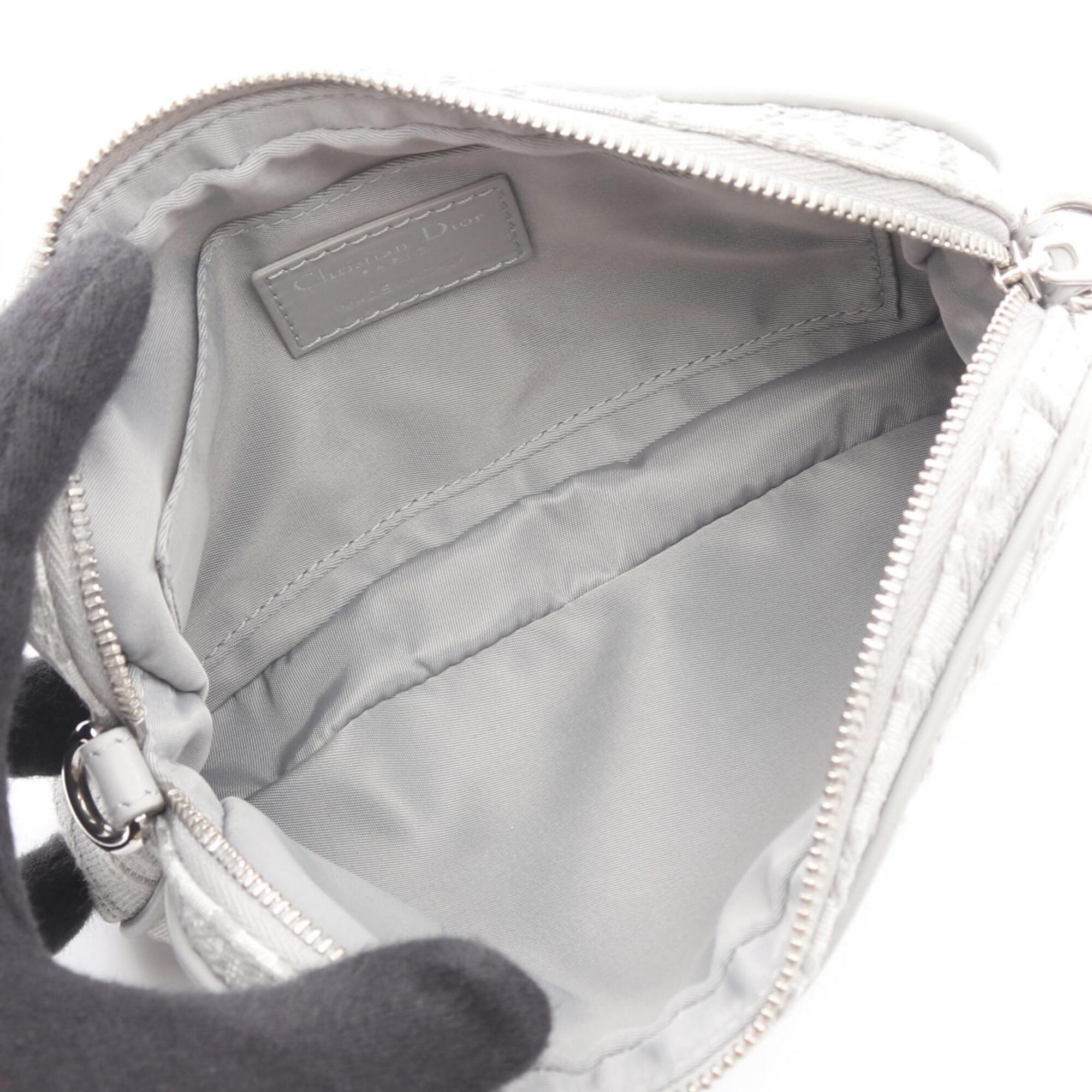 Christian Dior Gray Canvas Handbag Pouch Shoulder Bag (Pre-Owned)