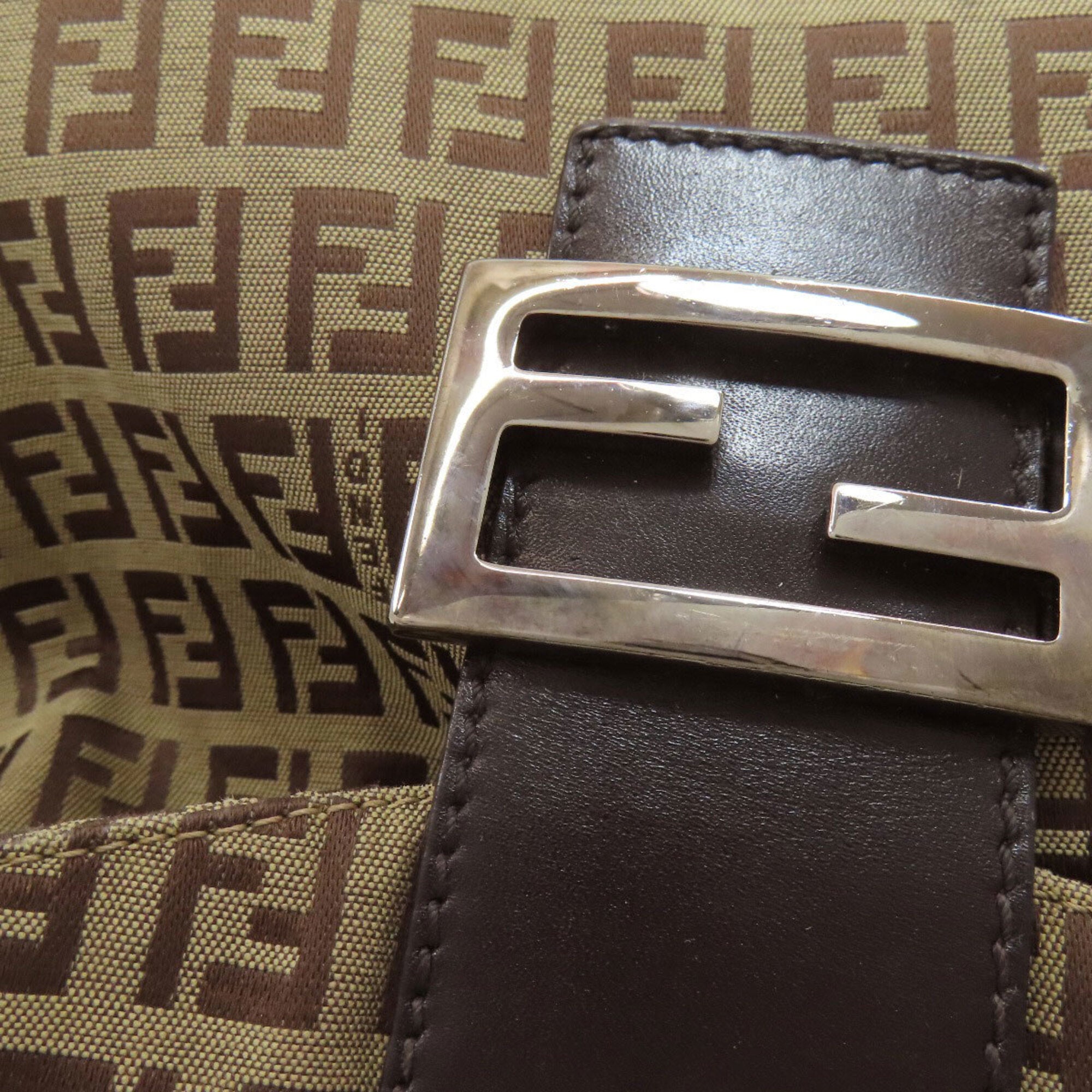 Fendi Zucchino Brown Canvas Handbag (Pre-Owned)