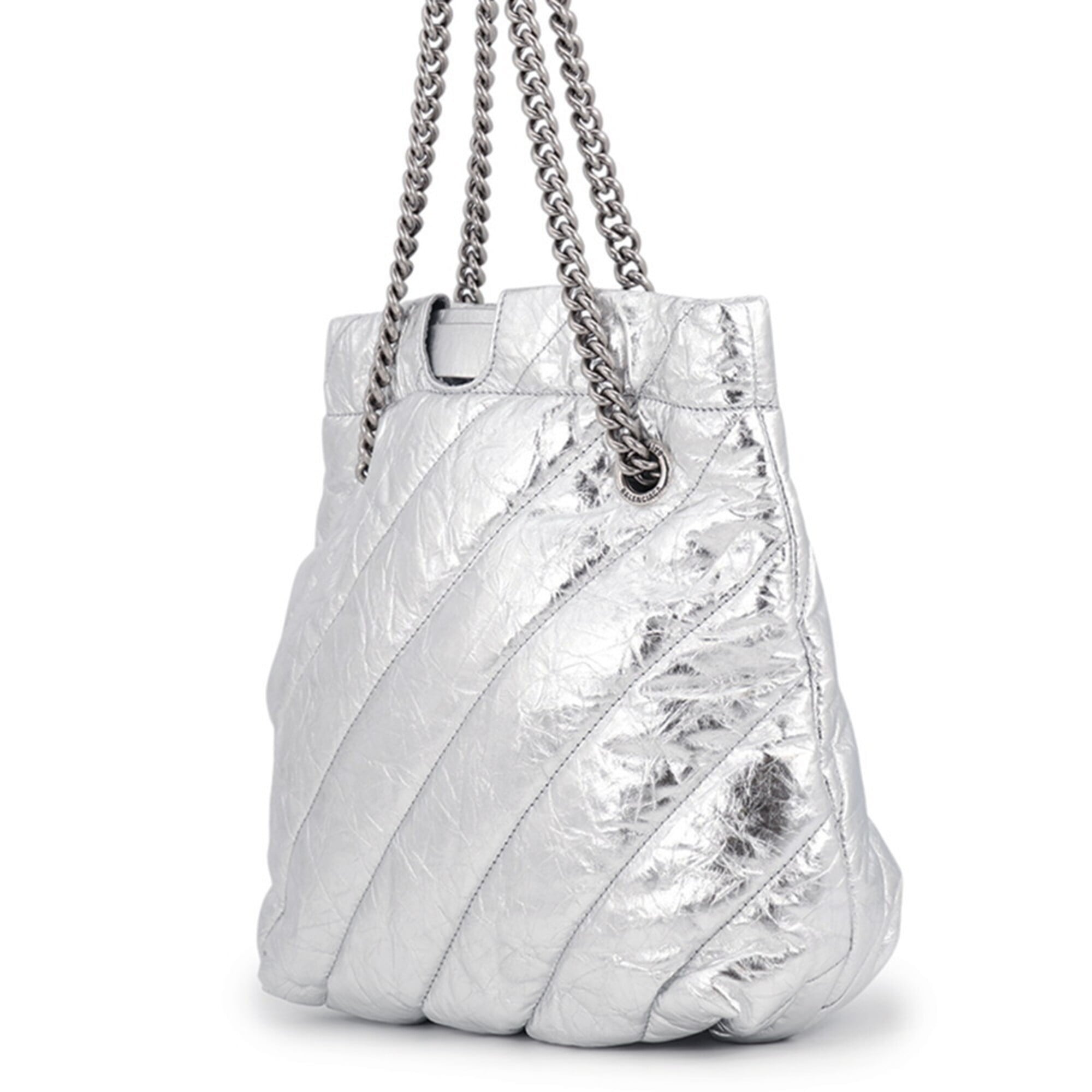 Balenciaga Silver Leather Handbag Shoulder Bag Tote Bag (Pre-Owned)