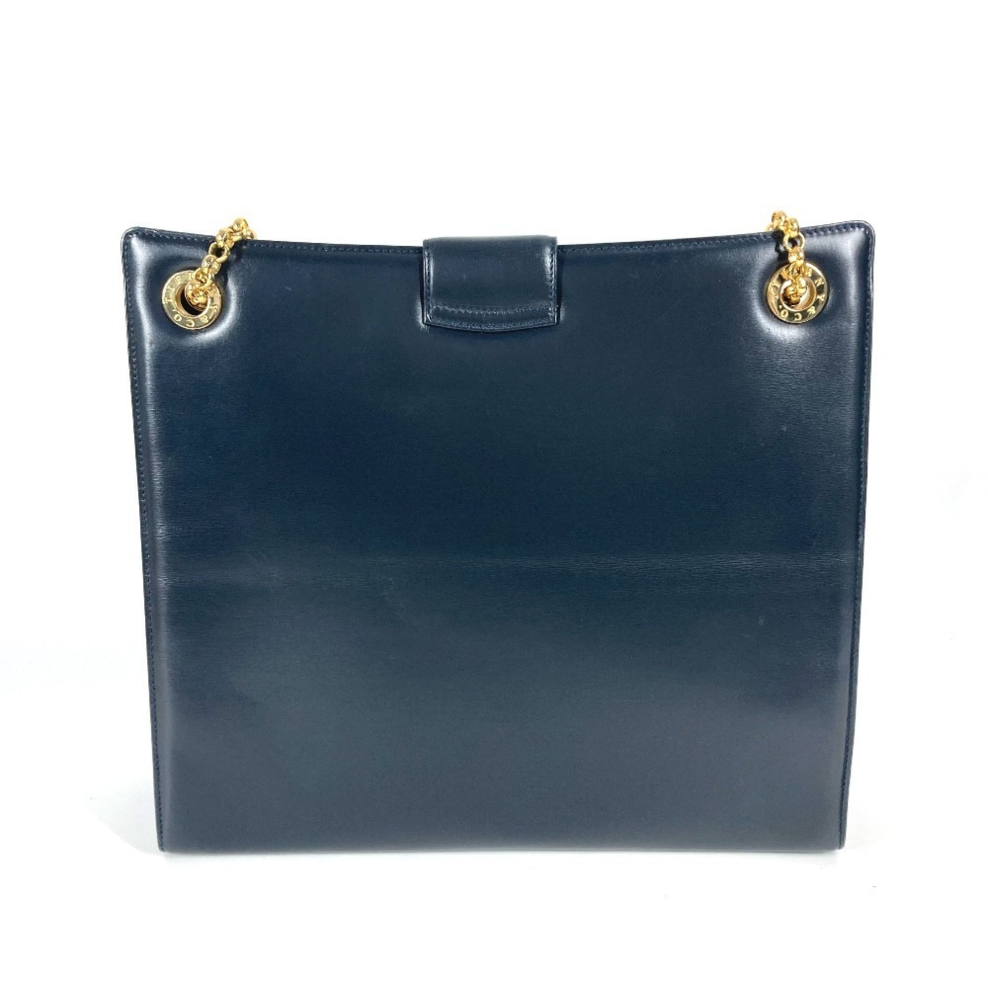 Tiffany Navy Leather Shoulder Bag Tote Bag (Pre-Owned)