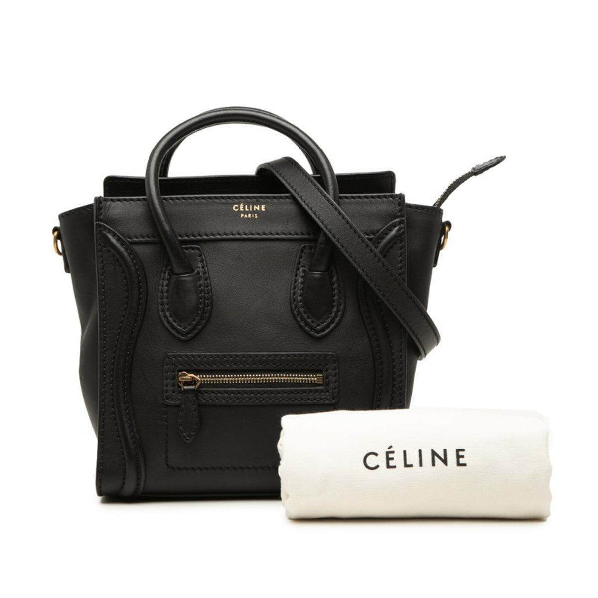 Celine Black Leather Handbag Shoulder Bag (Pre-Owned)