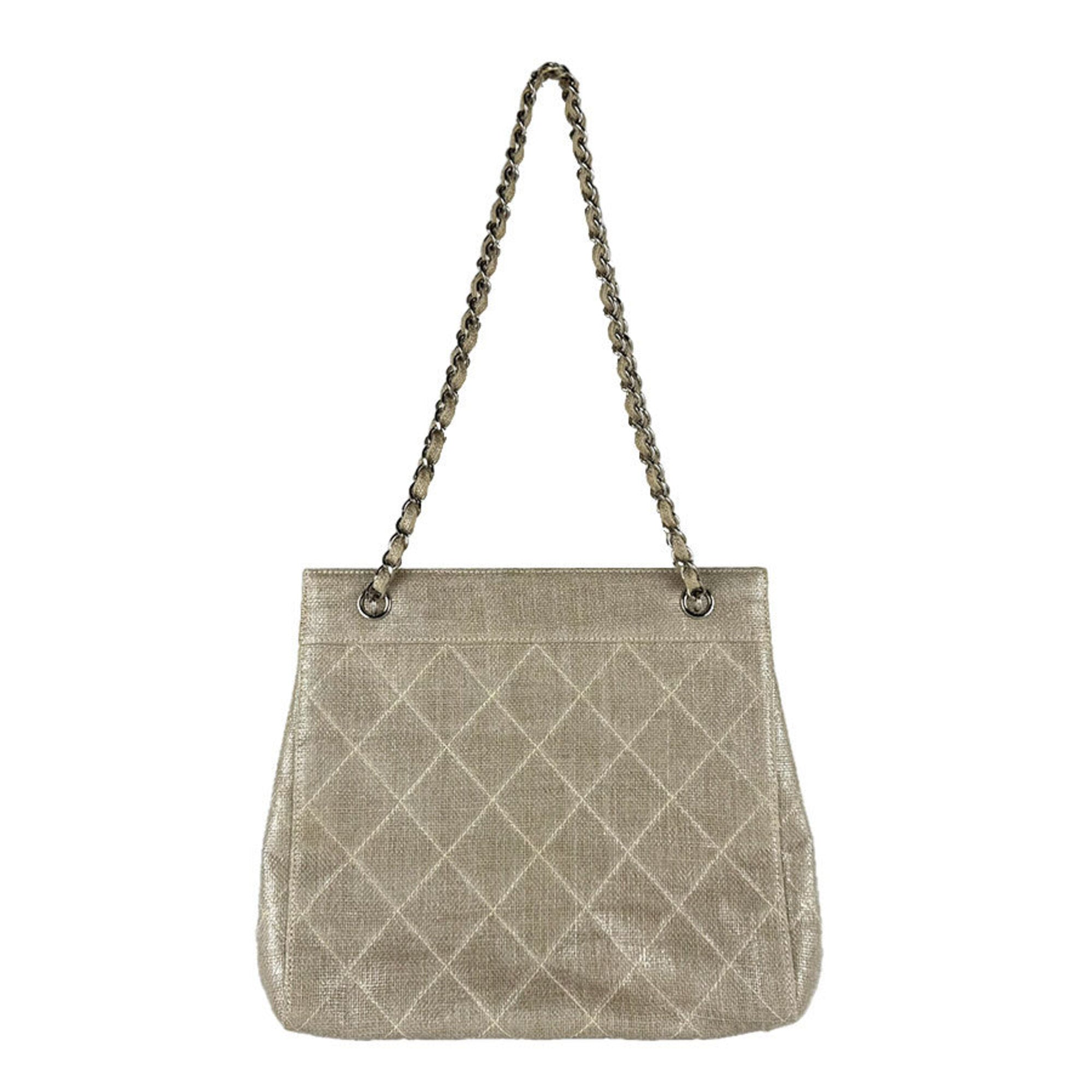 Chanel Beige Coated Canvas Shoulder Bag (Pre-Owned)