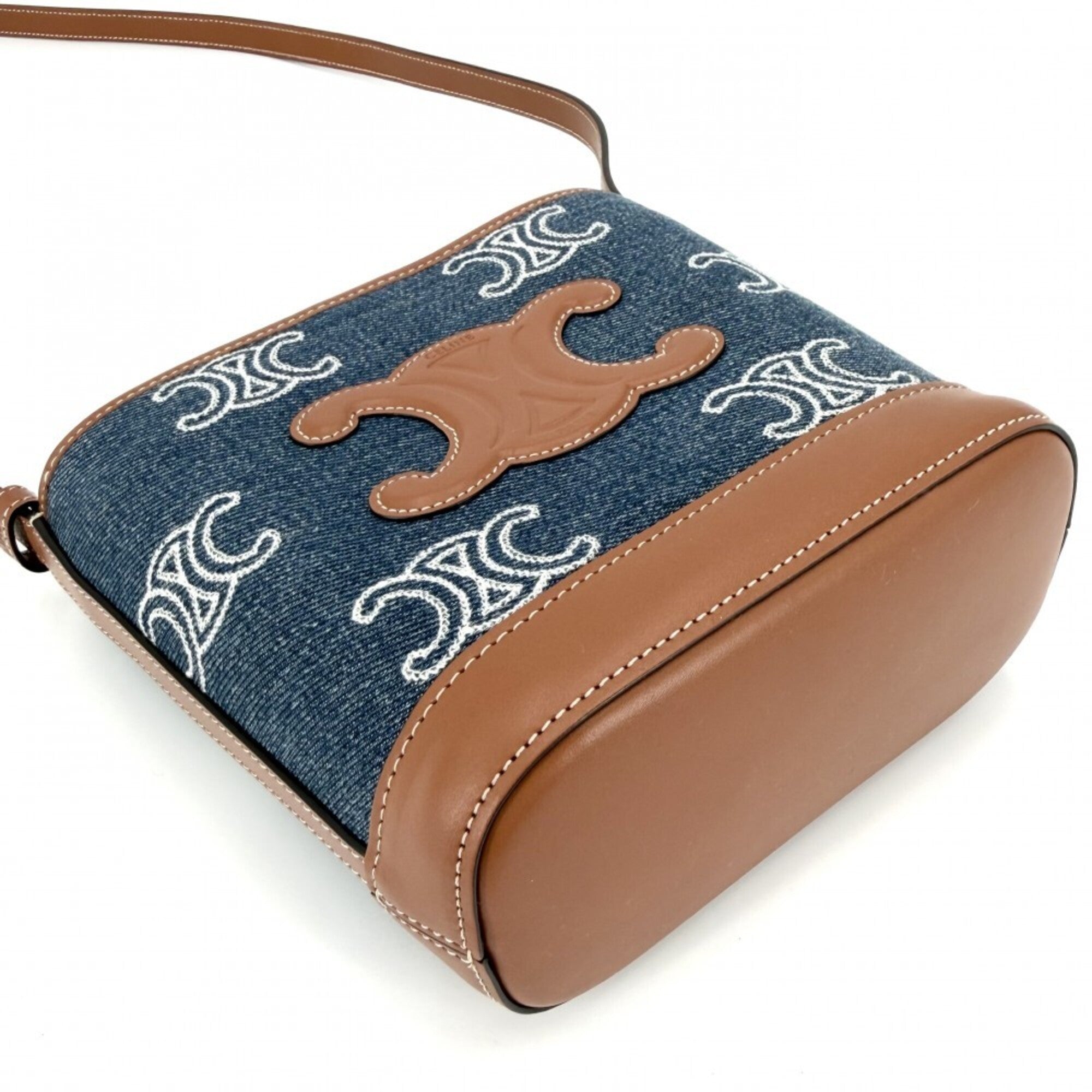 Celine Brown Denim Leather Shoulder Bag (Pre-Owned)