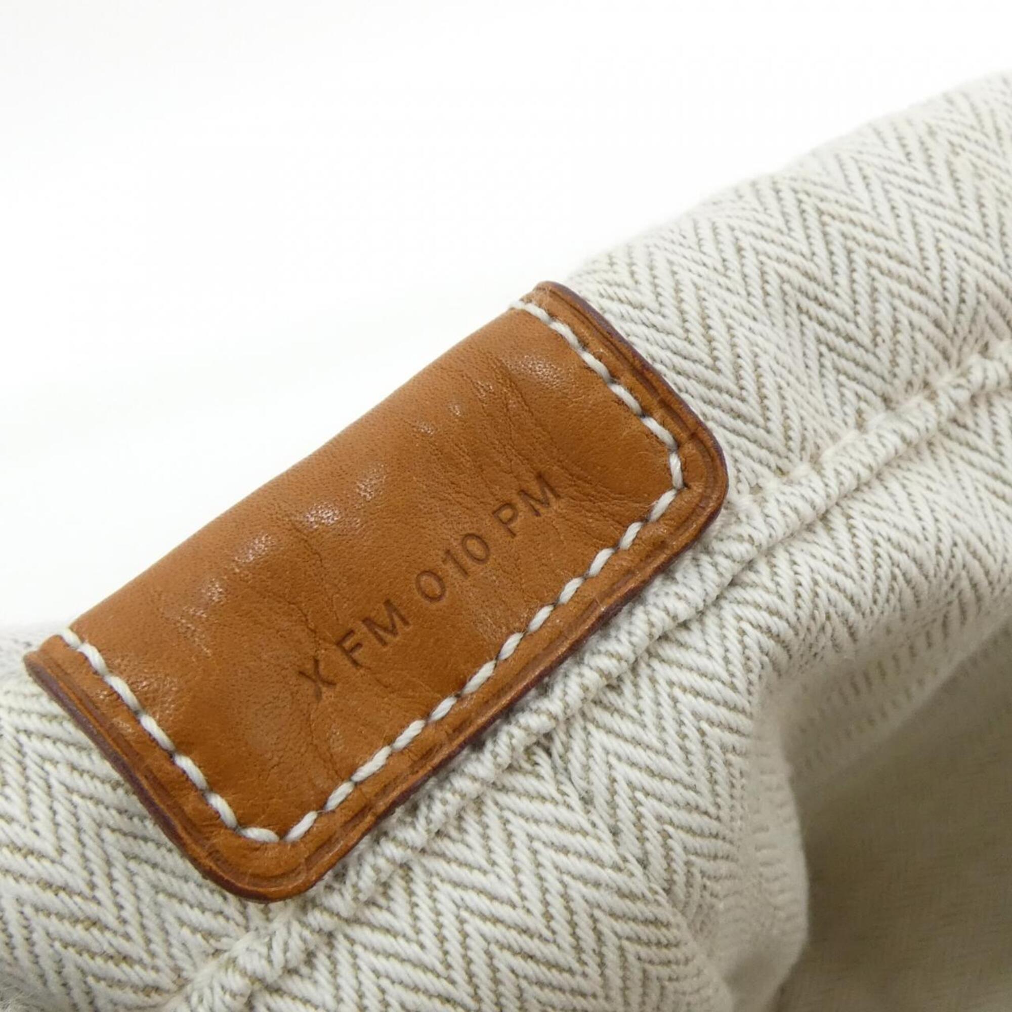 Hermes Fauve Feu Natural Toile Chevron Handbag Pouch (Pre-Owned)