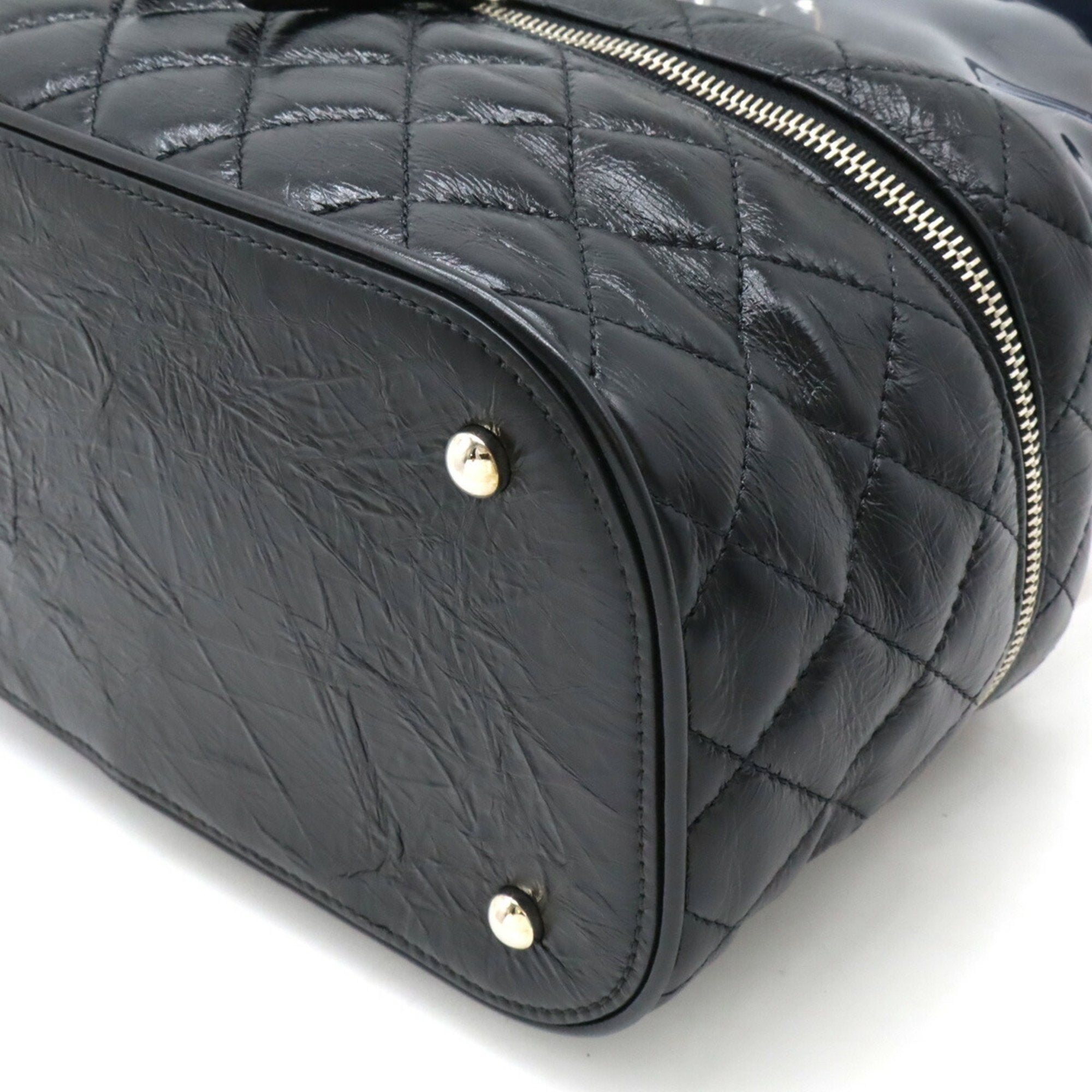 Chanel Black Vinyl Leather Shoulder Bag (Pre-Owned)