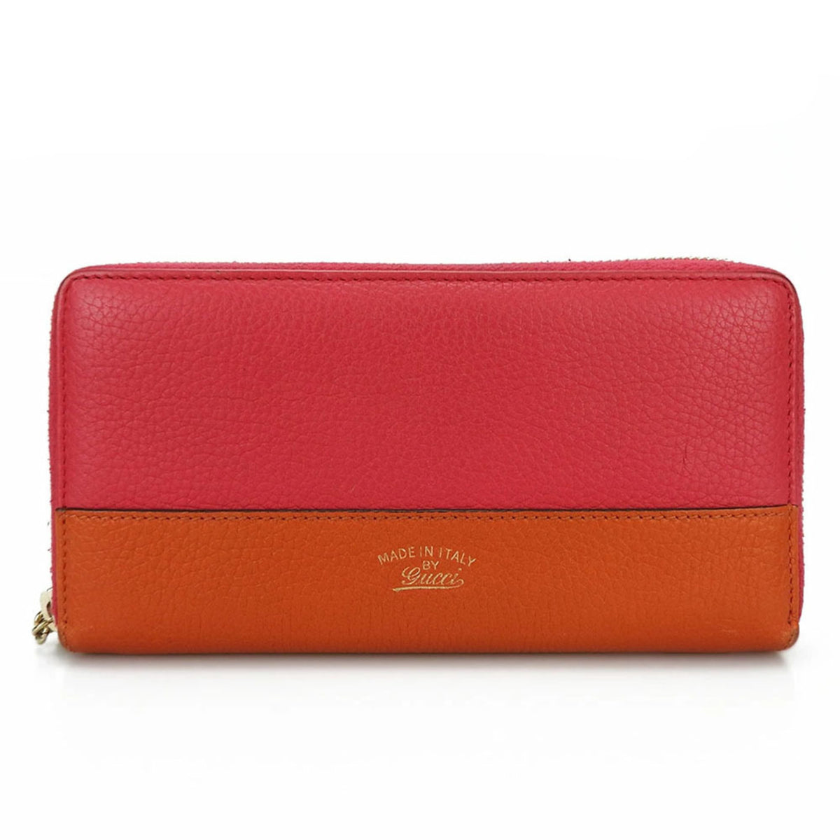 Gucci Bamboo Orange Pink Leather Long Wallet (Bi-Fold) (Pre-Owned)
