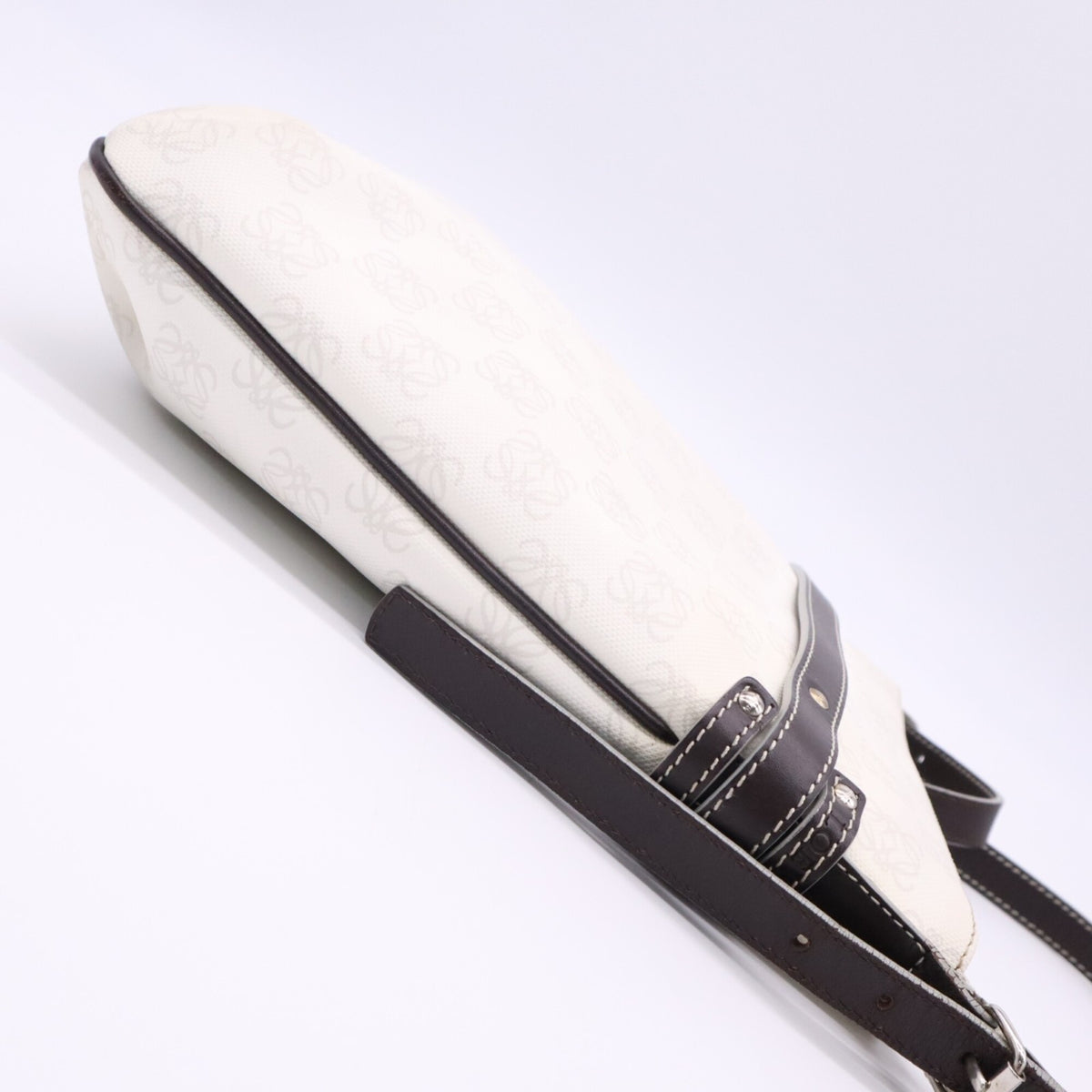 Loewe Brown Gray White Canvas Pouch Shoulder Bag (Pre-Owned)