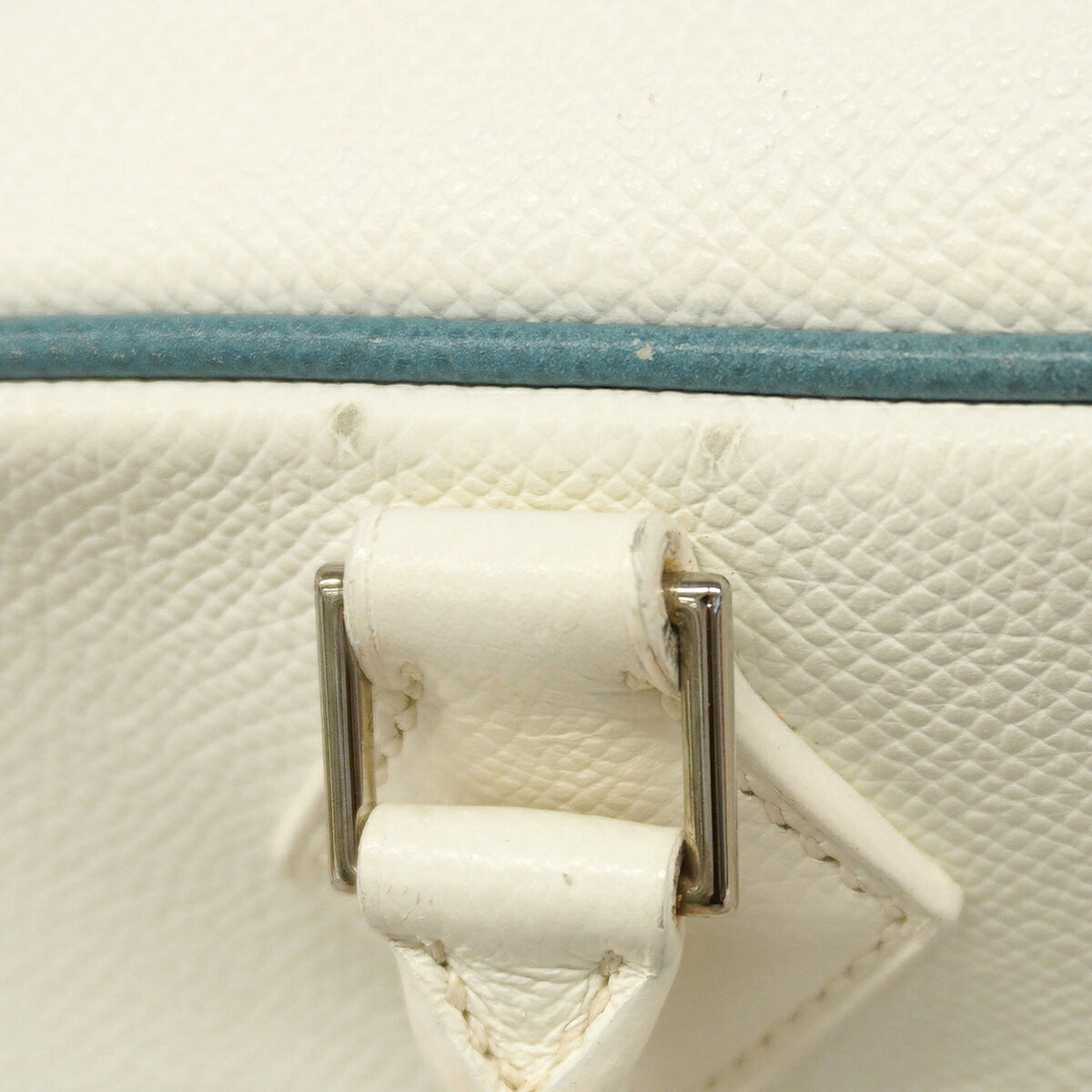 Hermes Blue Jean White Leather Handbag (Pre-Owned)
