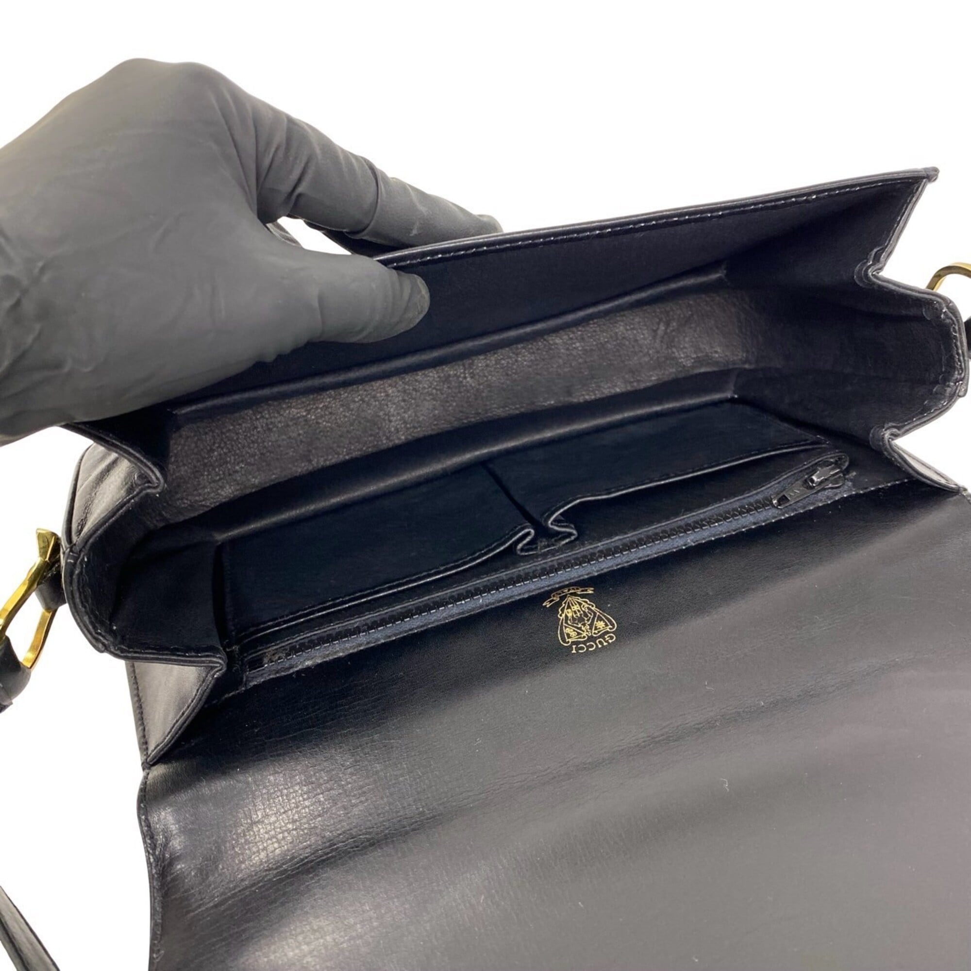 Gucci Black Leather Pochette Shoulder Bag (Pre-Owned)