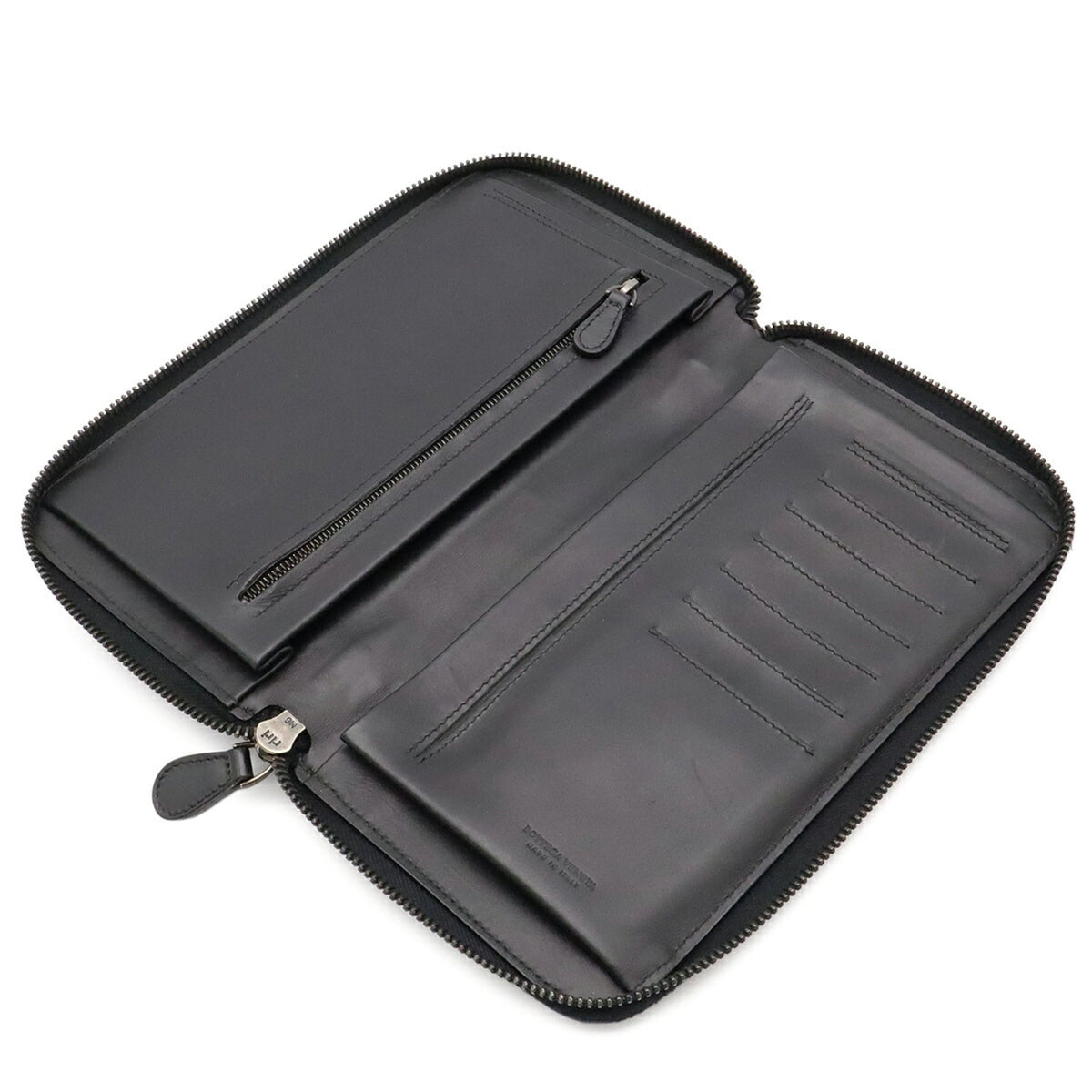 Bottega Veneta Black Leather Long Wallet (Bi-Fold) (Pre-Owned)