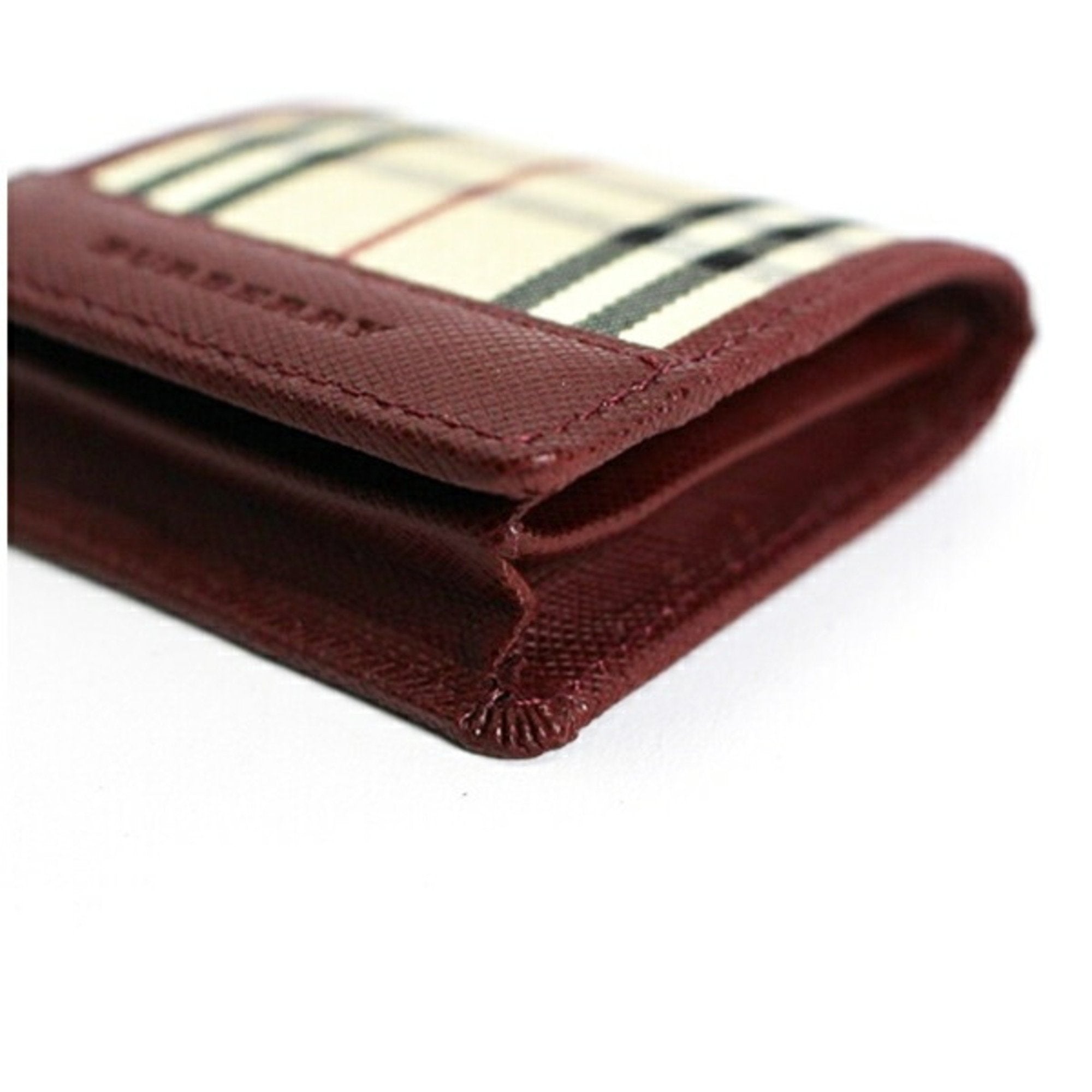 Burberry Beige Black Wine Canvas Leather Coin Purse/Coin Case (Pre-Owned)