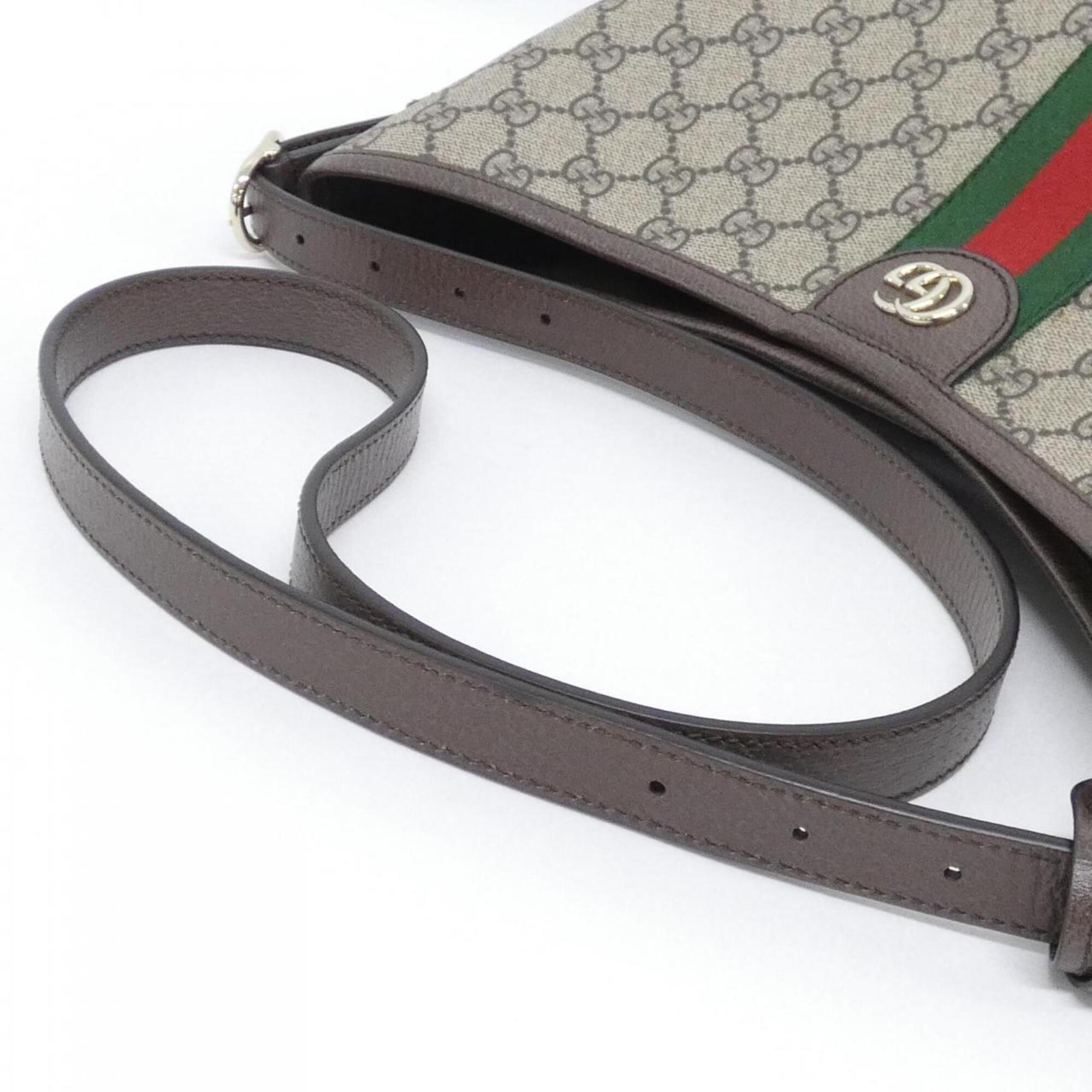 Gucci Beige Brown Coated Canvas Leather Shoulder Bag (Pre-Owned)