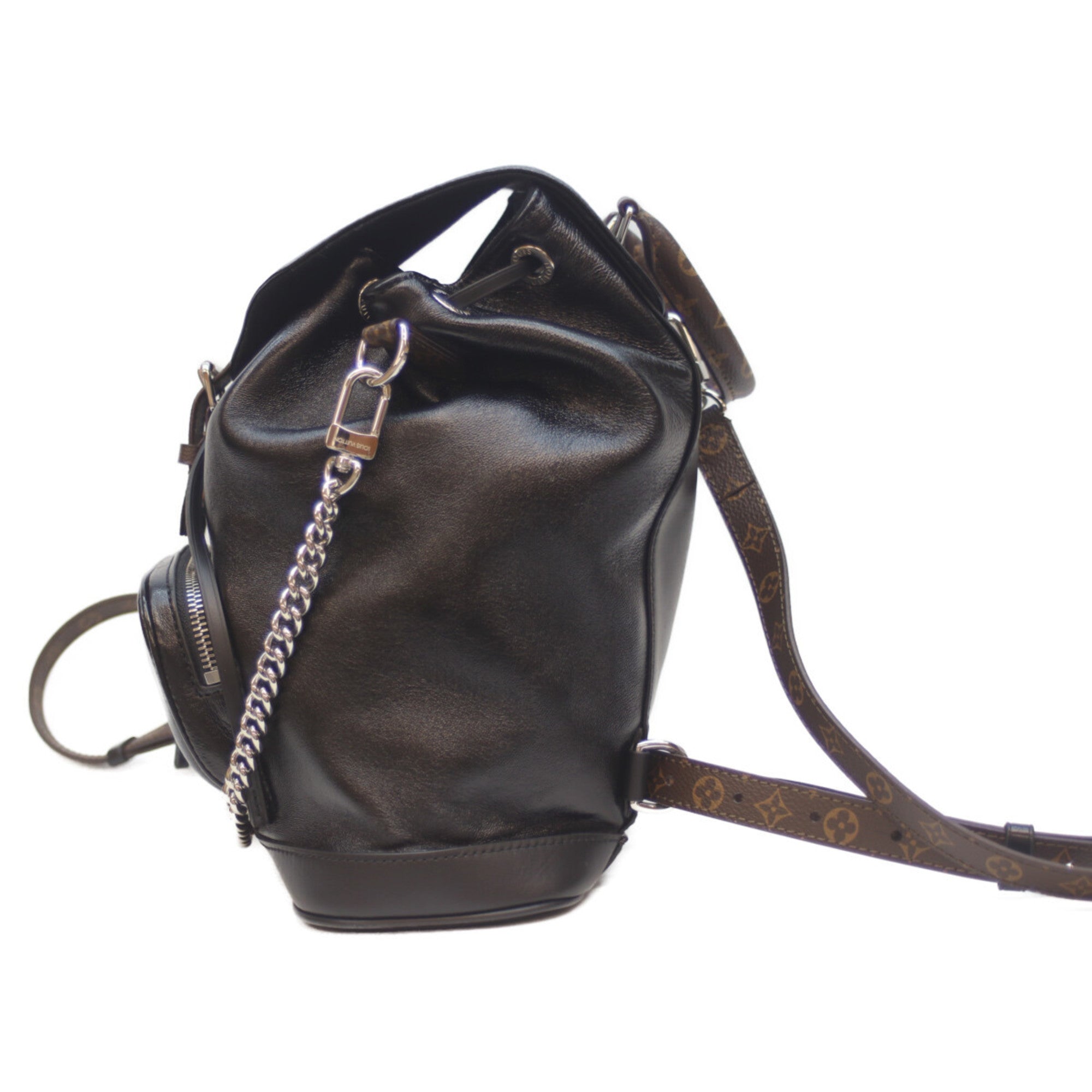Louis Vuitton Black Brown Leather Backpack (Pre-Owned)