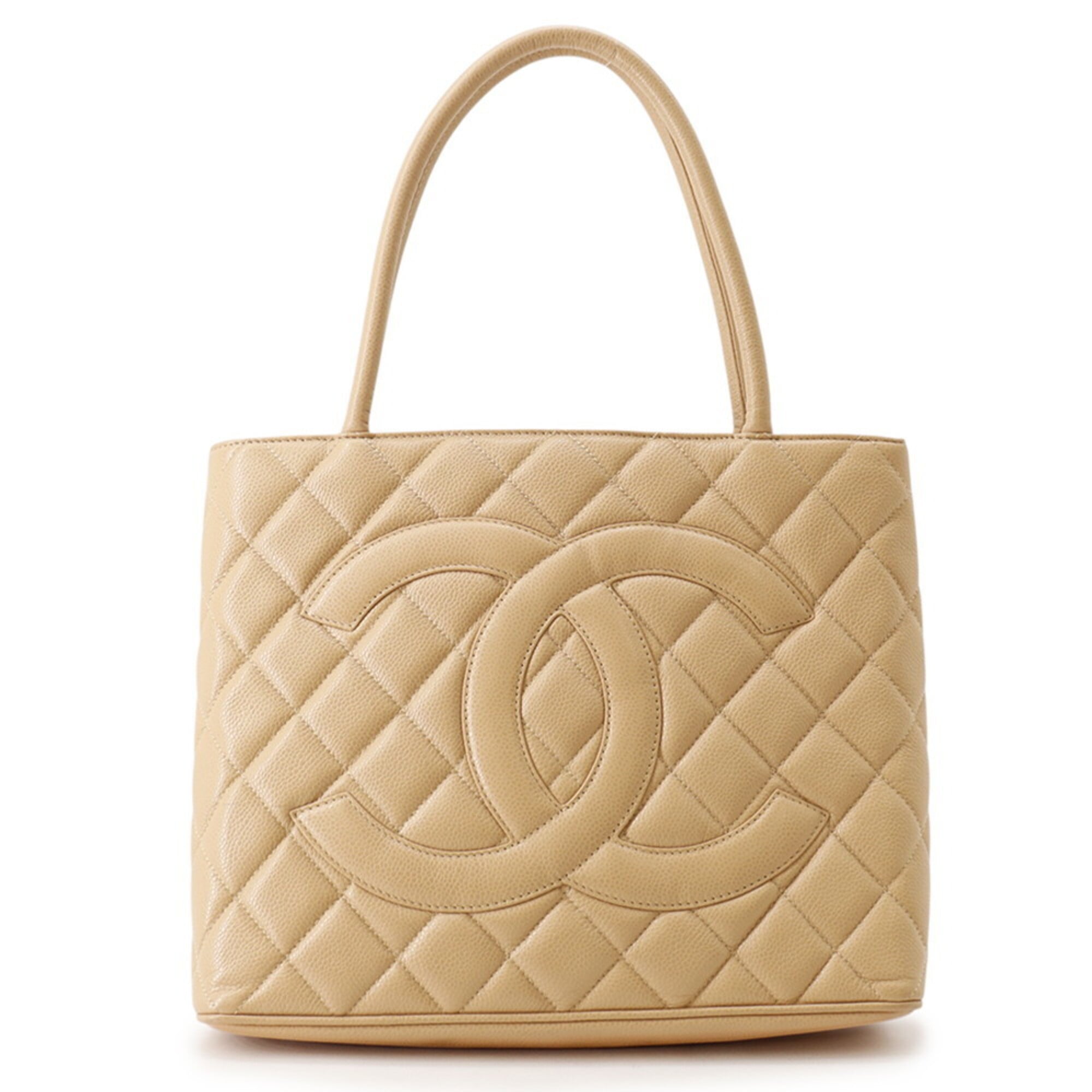 Chanel Matelasse Beige Grained Calfskin Handbag Tote Bag (Pre-Owned)