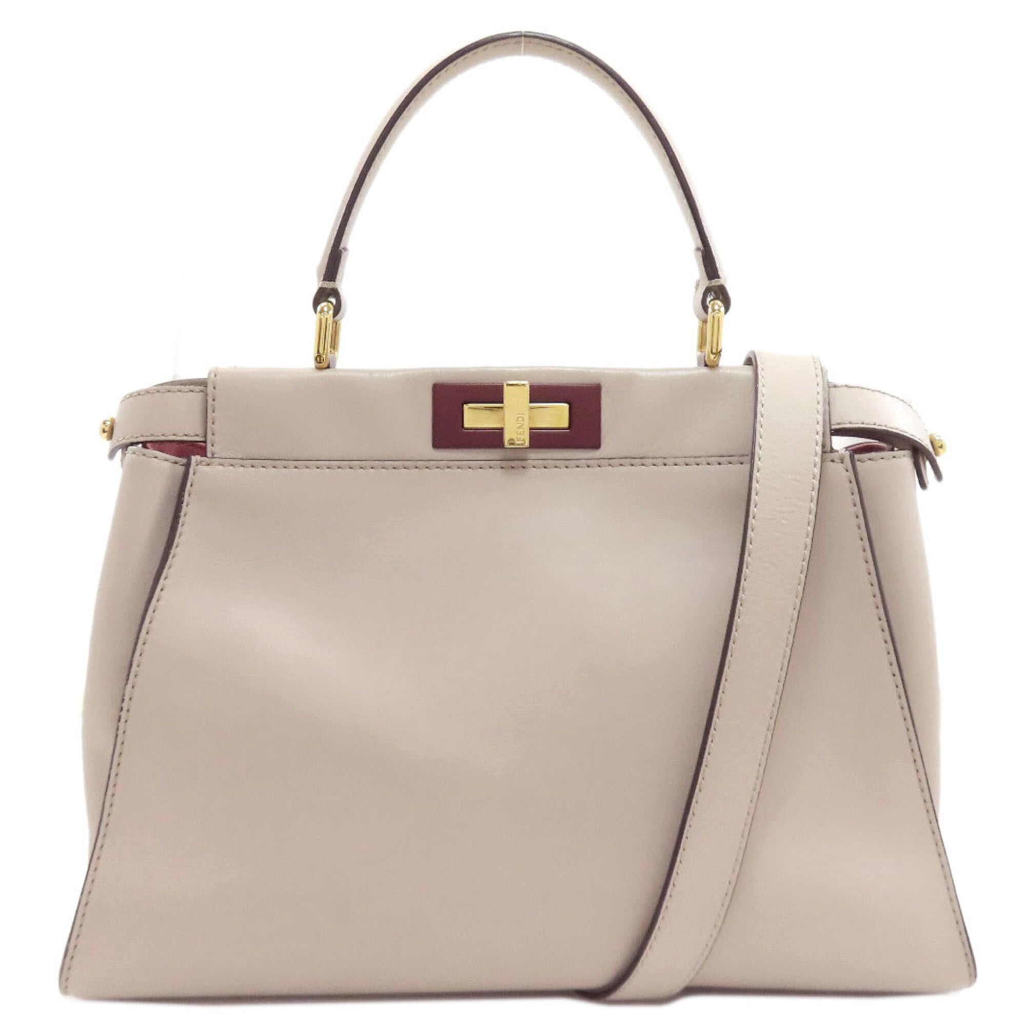 Fendi Light Gray Leather Handbag (Pre-Owned)