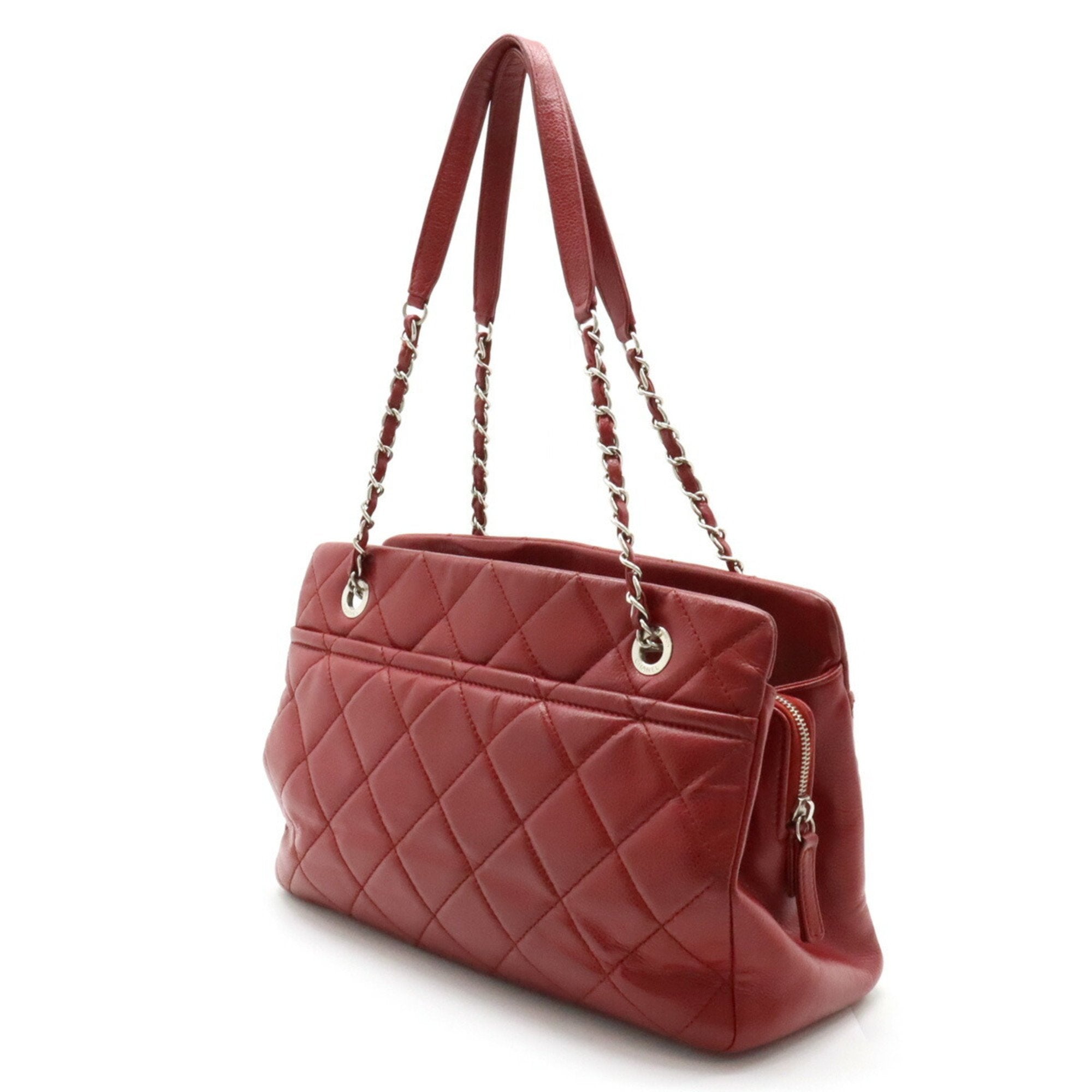 Chanel Matelasse Red Color Caviar Leather Shoulder Bag Tote Bag (Pre-Owned)
