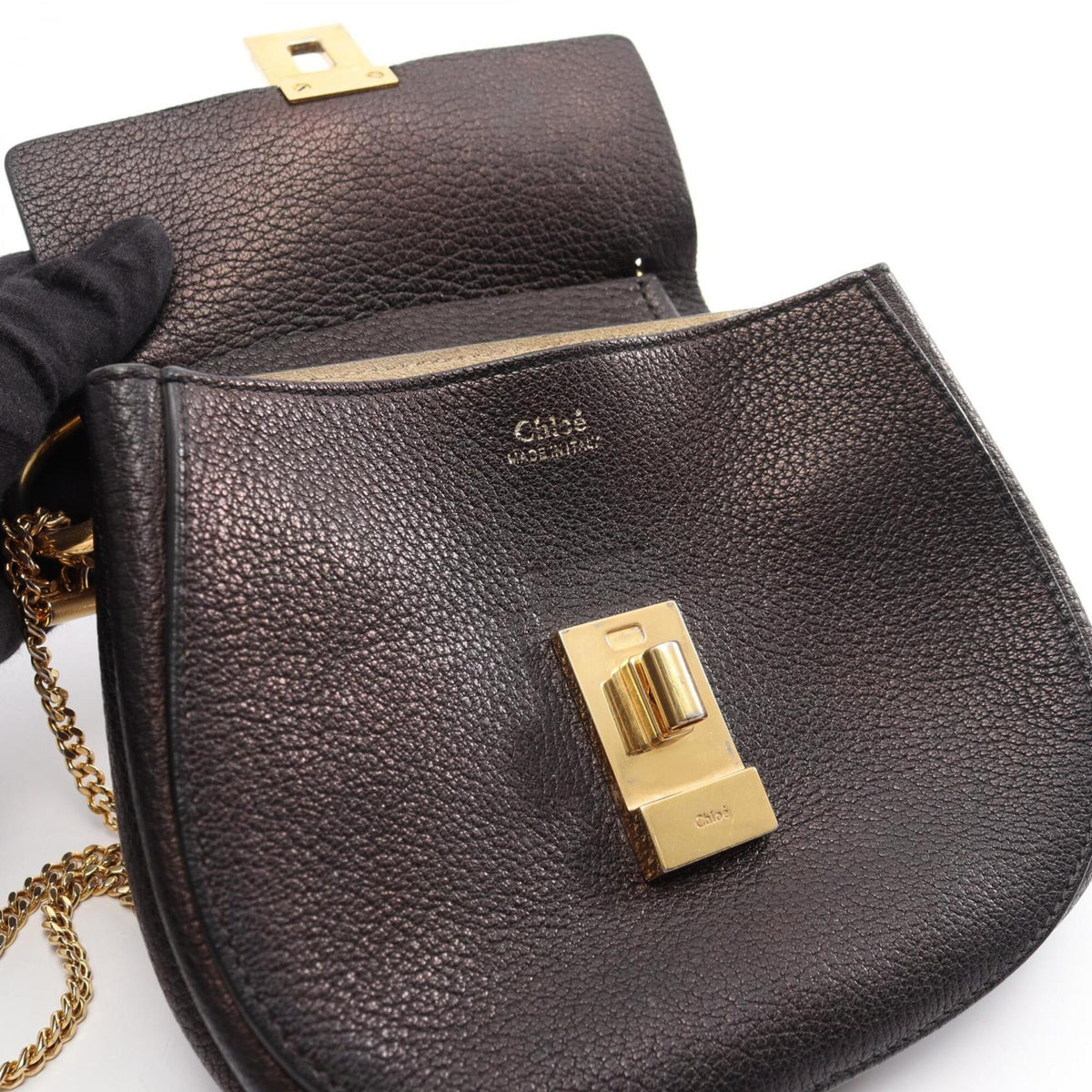 Chloé Black Leather Handbag Shoulder Bag (Pre-Owned)